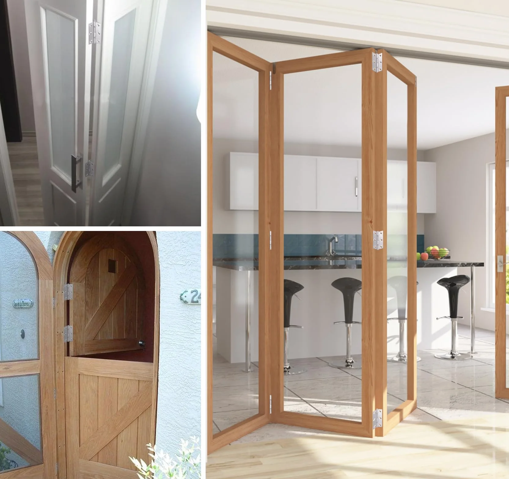 Anstore 4 zawiasy ze stali nierdzewnej, składane, 75 x 46,8 mm, zawiasy drzwiowe ze stali nierdzewnej, do dużych obciążeń, zawiasy fortepianowe, zawiasy do drzwi, okien, szafek, z 24 śrubami