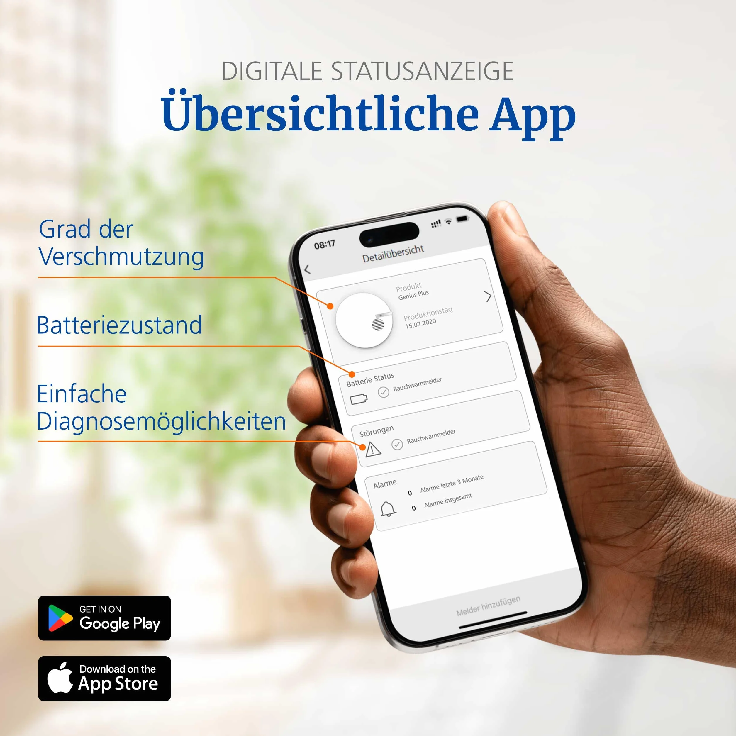 Hekatron Rauchmelder Genius Plus Edition 2021 – 10 Jahre Batterie – Testsieger Stiftung Warentest – inkl. 1 x Klebepad – App-unterstützt – Rauchwarnmelder – mehrsprachig, Amazon Exclusive - 1 Stück