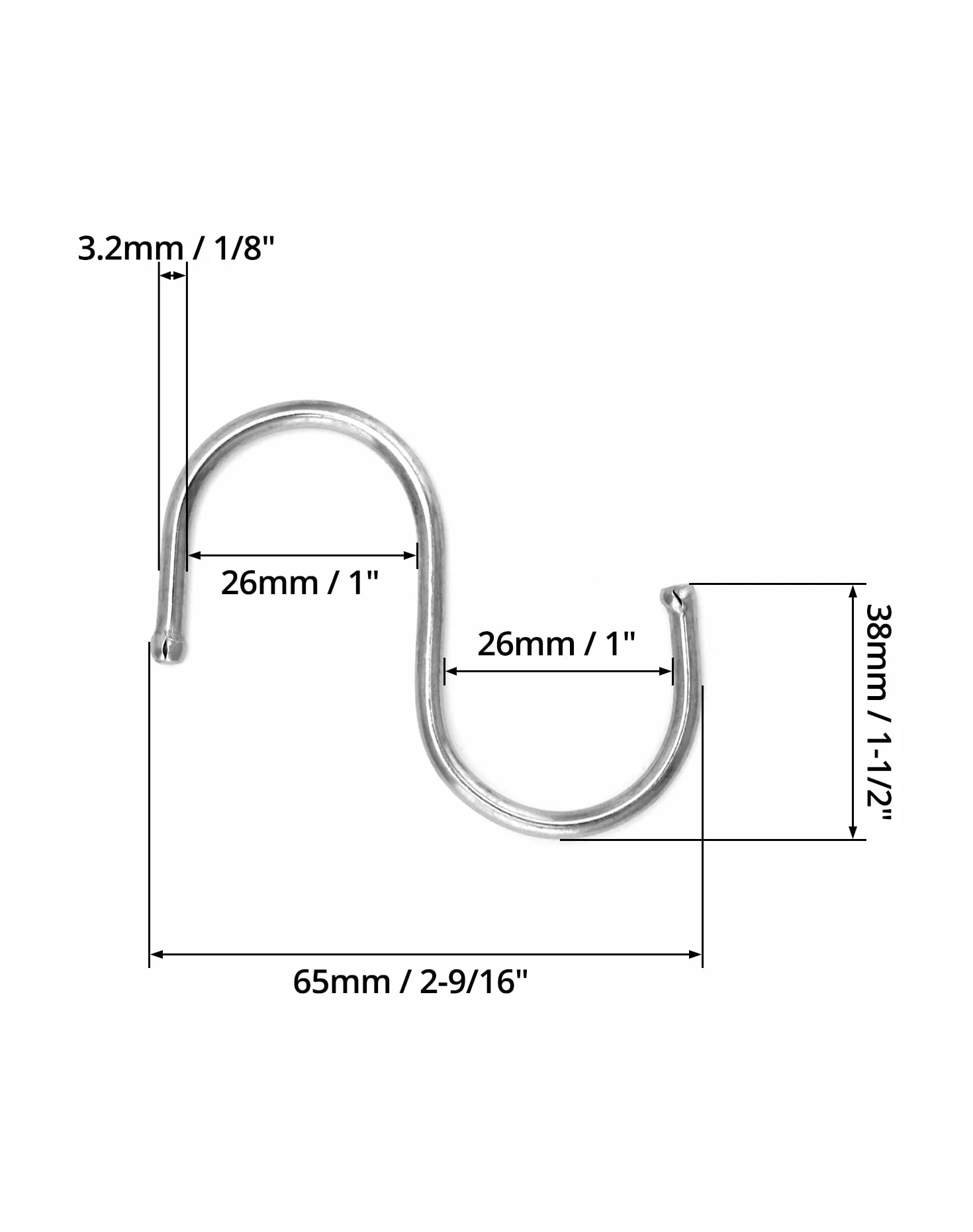 QWORK 30 sztuk haczyki S stal nierdzewna, 6,5 cm, metalowe haczyki do wieszania garnków i patelni, roślin, narzędzi, ubrań, ręczników