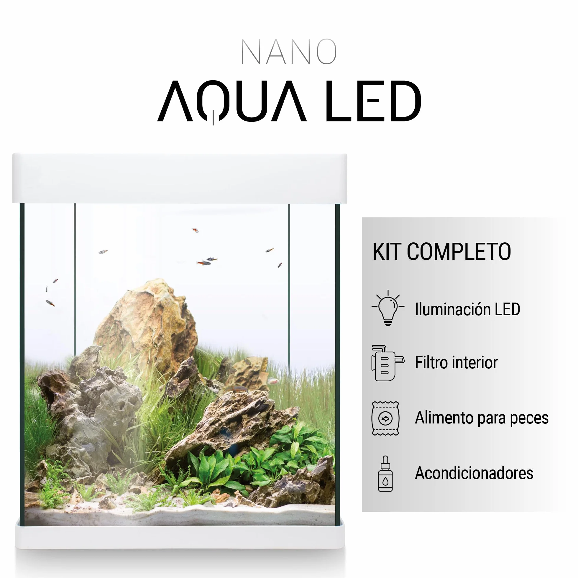 ICA KNA30 Nano Aqualed Crystal zestaw do akwarium, biały