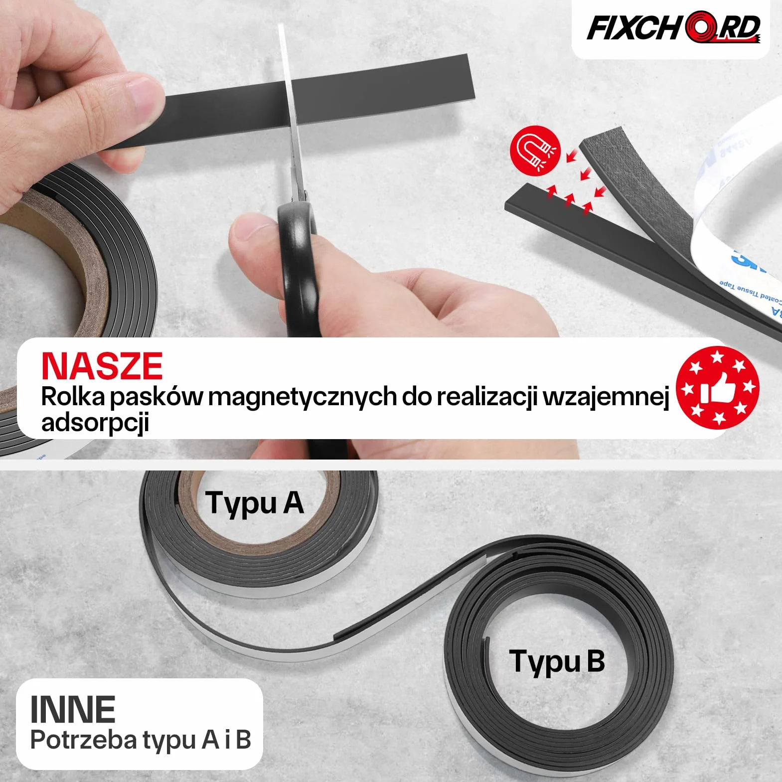Taśma Magnetyczna A+B, Taśma Magnetyczna z Mocno Przylegająca Warstwa Klejąca do Ekranów Przeciw Owadom, Majsterkowania, Tablic, Pasek Magnetyczny, Paski Magnetyczne, 1.2m*15mm