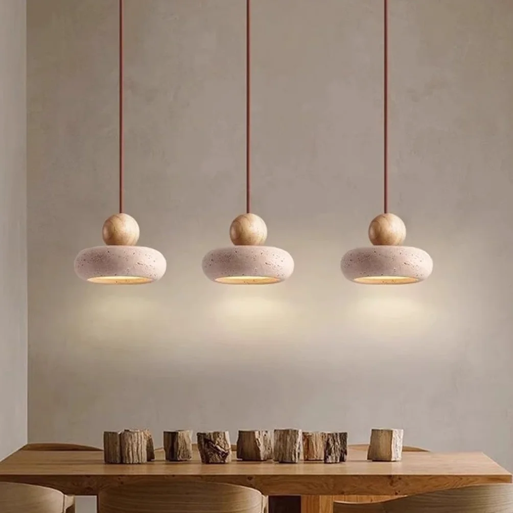 Lampa Wisząca LED Trawertyn Żółty Wabi Sabi 3 Ramienna Vintage do Jadalni