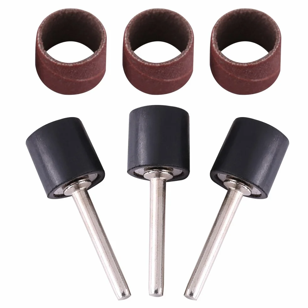 Cylinder szlifierski Akozon, 100 szt. Bęben + 1 szt. Trzpień korbowodu dla Rotary Drll papier ścierny zespoły tuleje wrzeciona zestaw do polerowania drewna Craft 80/320/600 Grit (320#)
