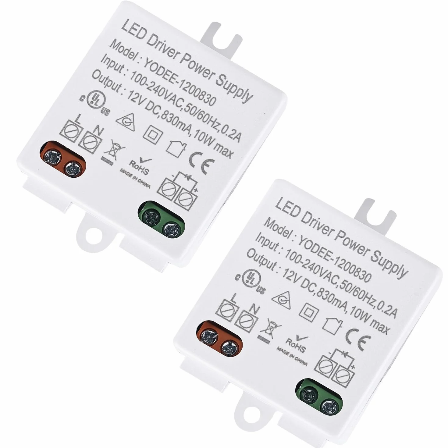 2 sztuki mini transformator LED 12 V/DC 10 W, transformator 100-240 V na prąd stały napięcie sterownik zasilacz do lamp LED i taśm, mały i płaski bez minimalnego obciążenia