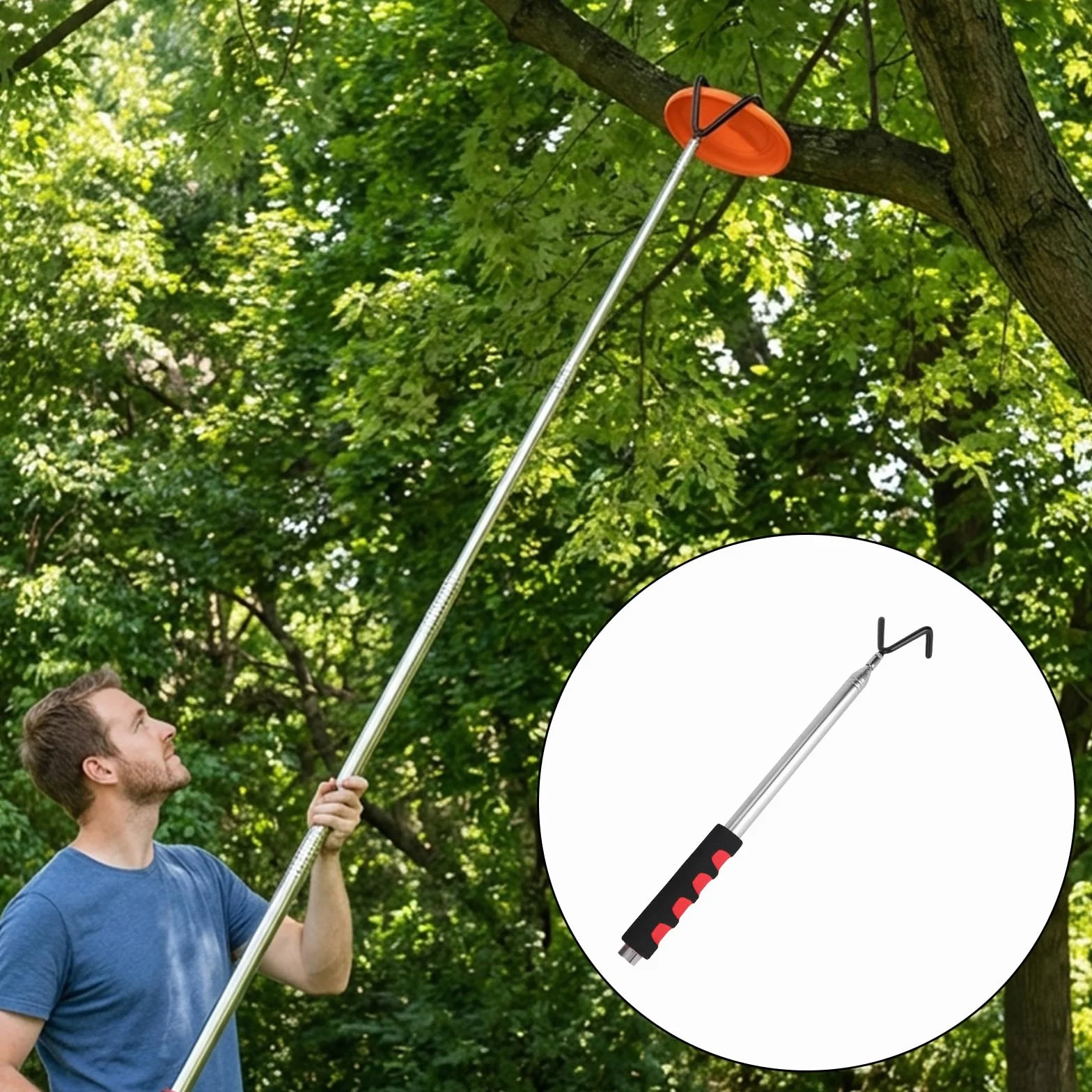 Teleskopowe Narzędzie Chwytania Magnetyczny Pręt z 2 Hakami & Magnesem, 300cm Rozsuwany Pręt Pchany Ciągniony Chwytak Drutu Wydobywacz Disc Golf do Trudno Dostępnych Miejsc