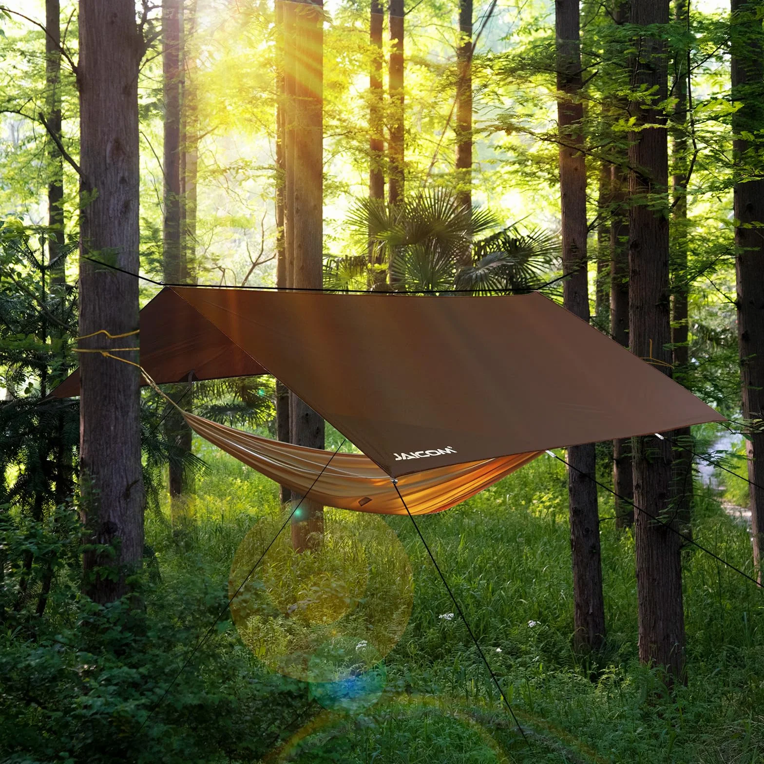 JAICOM Plandeka kempingowa, wodoodporna, 3 x 3 m, wodoodporna PU3000 mm-anty-UV, akcesoria do schronienia kempingowego, do obozowania, podróży, hamaków, wędrówek, plaży