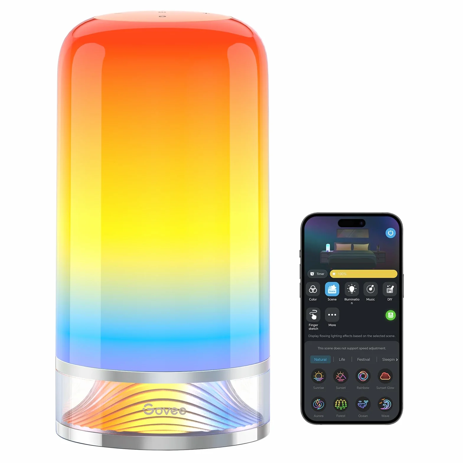 Govee Lampa stołowa LED, lampka nocna, dotykowa, ściemniana, RGBICWW, kompatybilna z Alexa z 64 trybami scenerii, 500 lumenów, współpracuje z matą, 2700-6500 K, do salonu i sypialni (przewodowa)