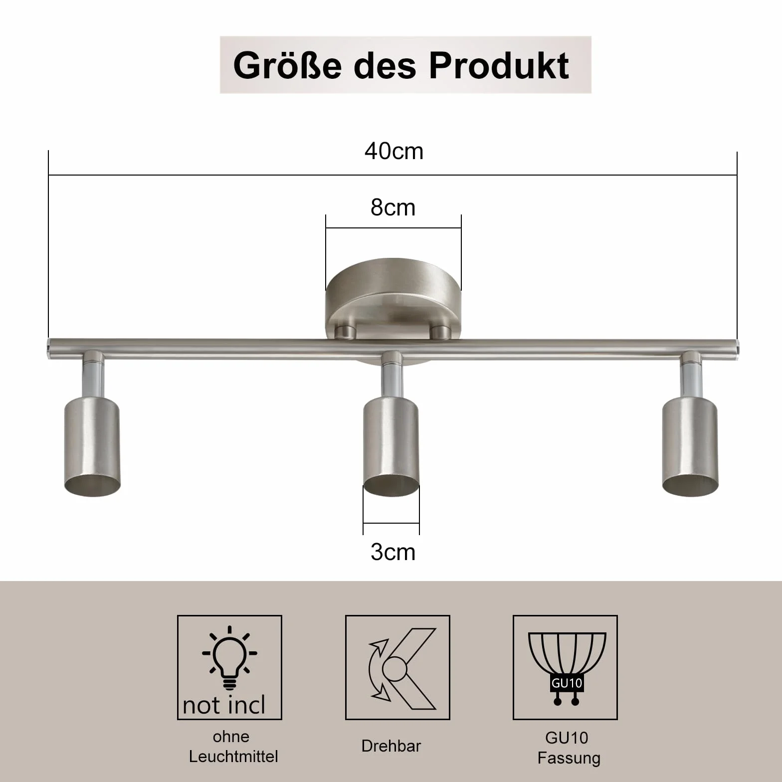 Lampa sufitowa LED 3-płomieniowa GU10 Obrotowa 330° Przemysłowa