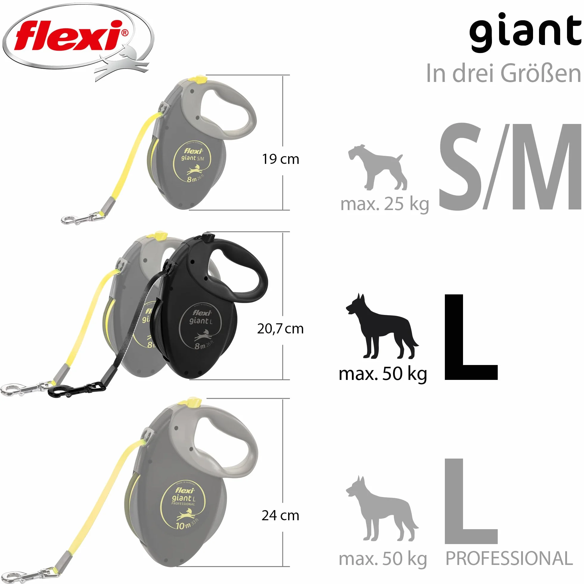 flexi® Giant Black Edition pasek 8 m, czarny, smycz zwijana dla psów do 50 kg