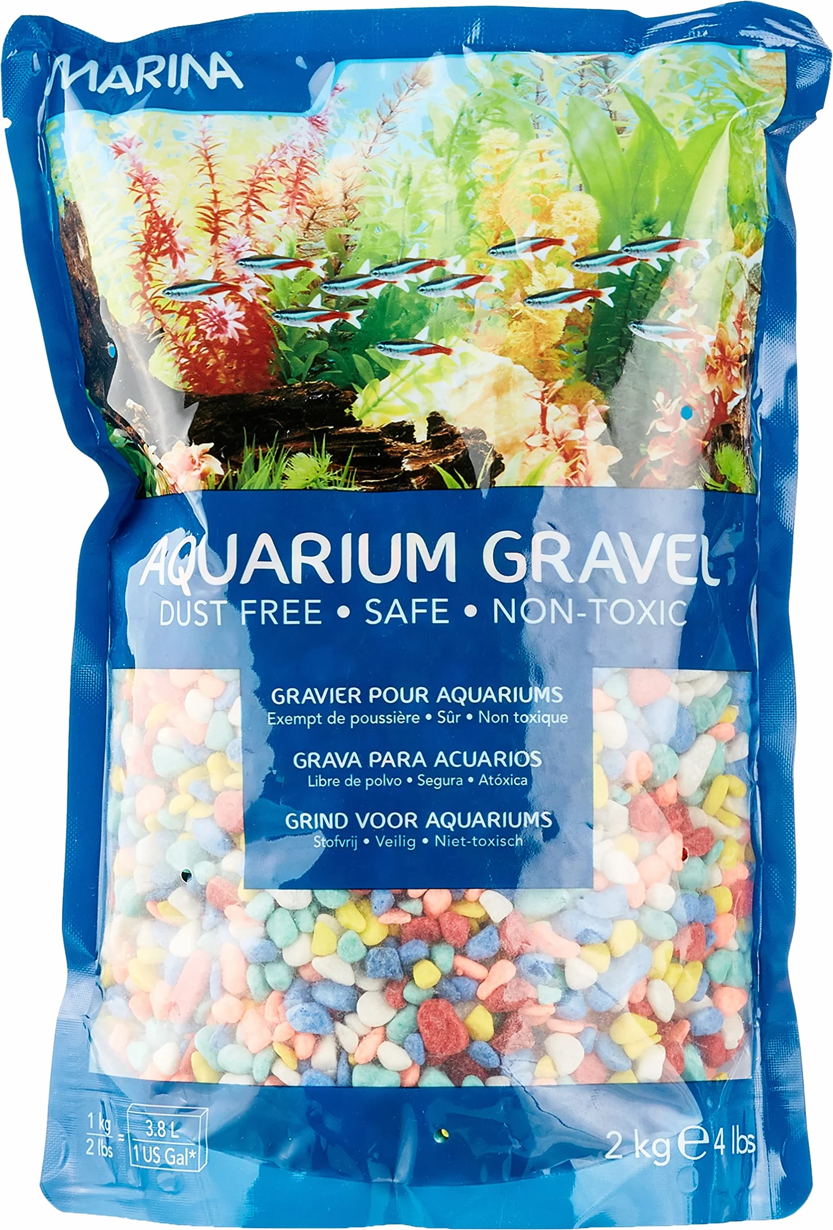 Marina Dekoracyjne akwarium tęczowy żwir, wielokolorowe, 2 kg