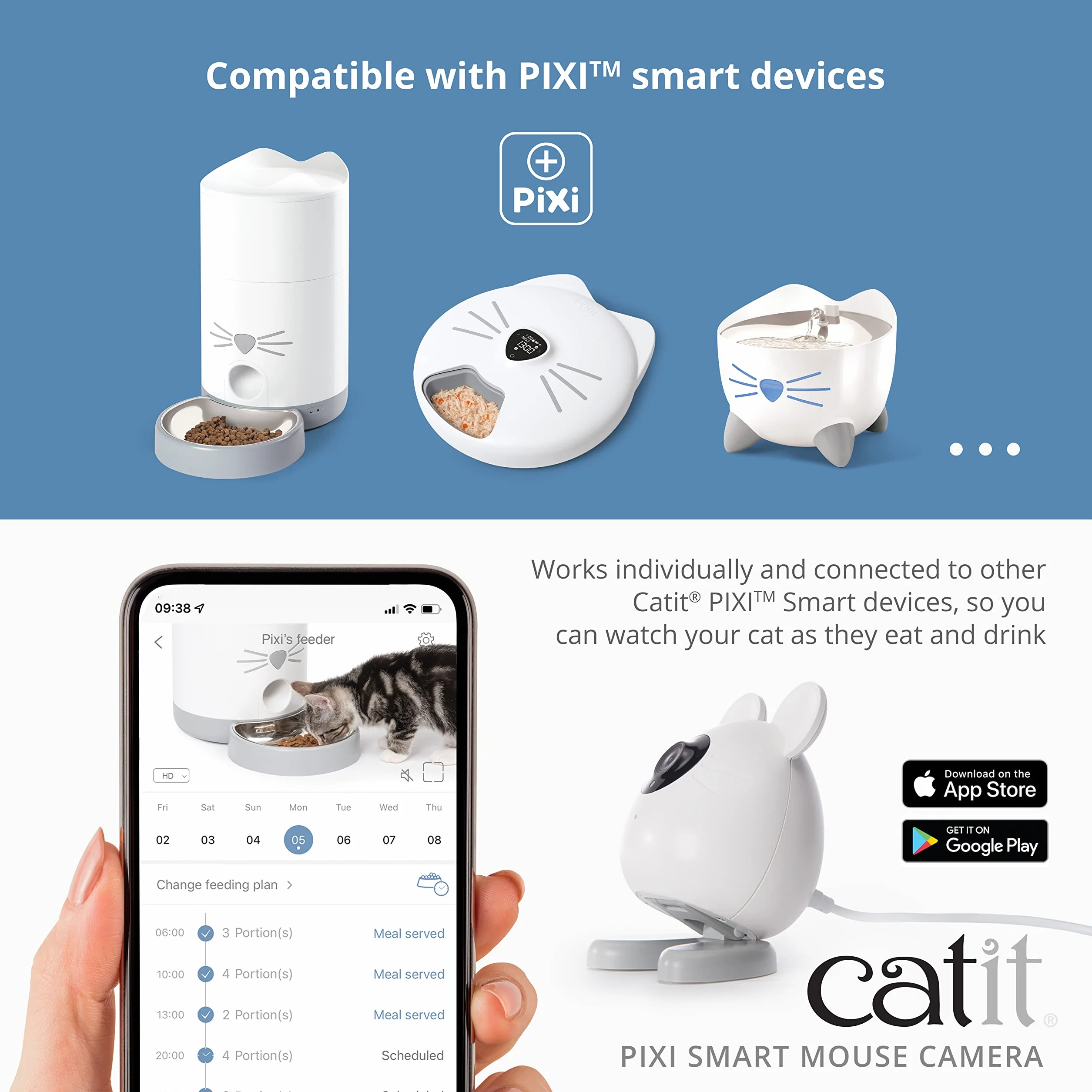 Catit Pixi inteligentna kamera myszki, darmowa aplikacja, kamera dla kotów, kamera dla zwierząt domowych