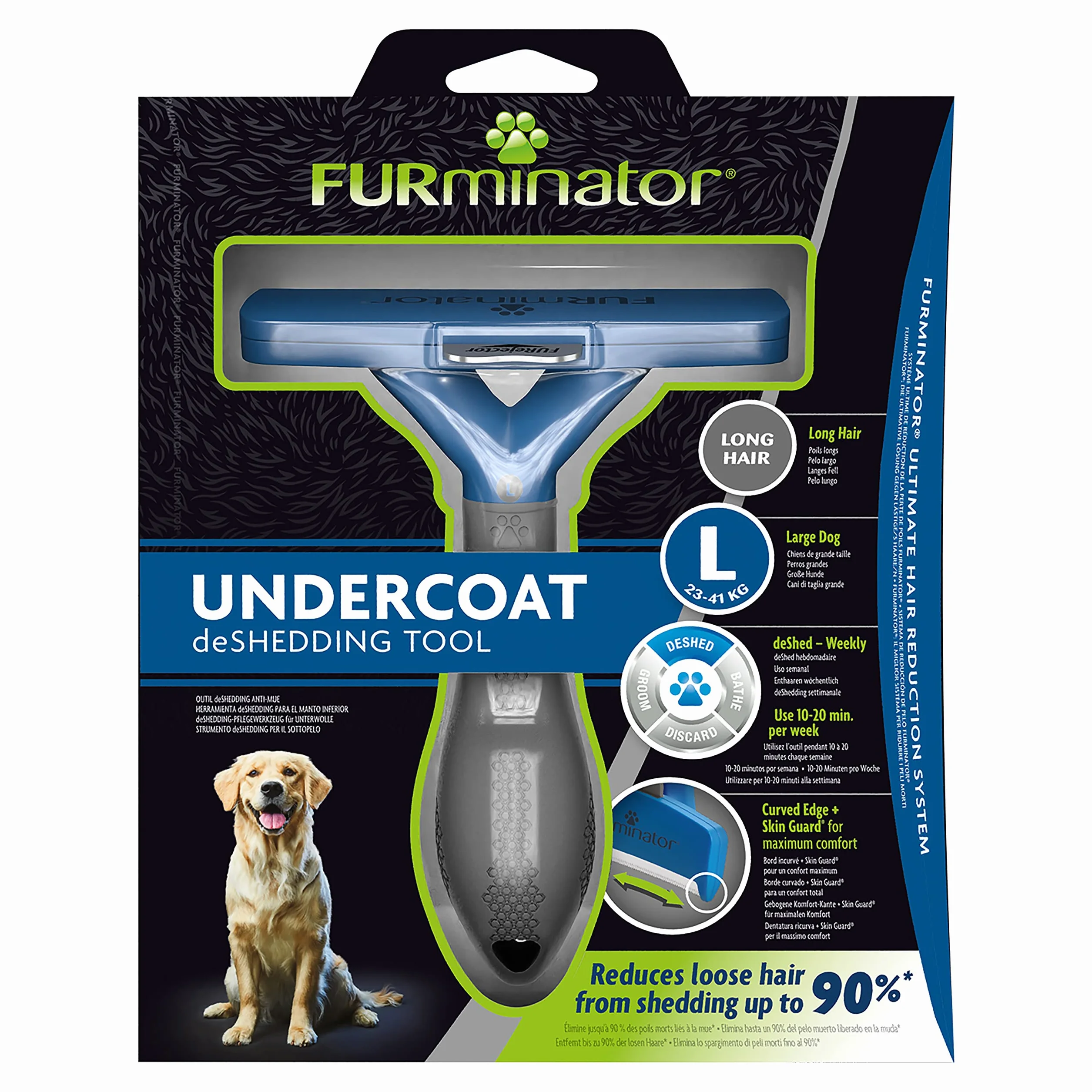 Furminator T691657 Szczotka dla Psa, L, Szary/Granatowy