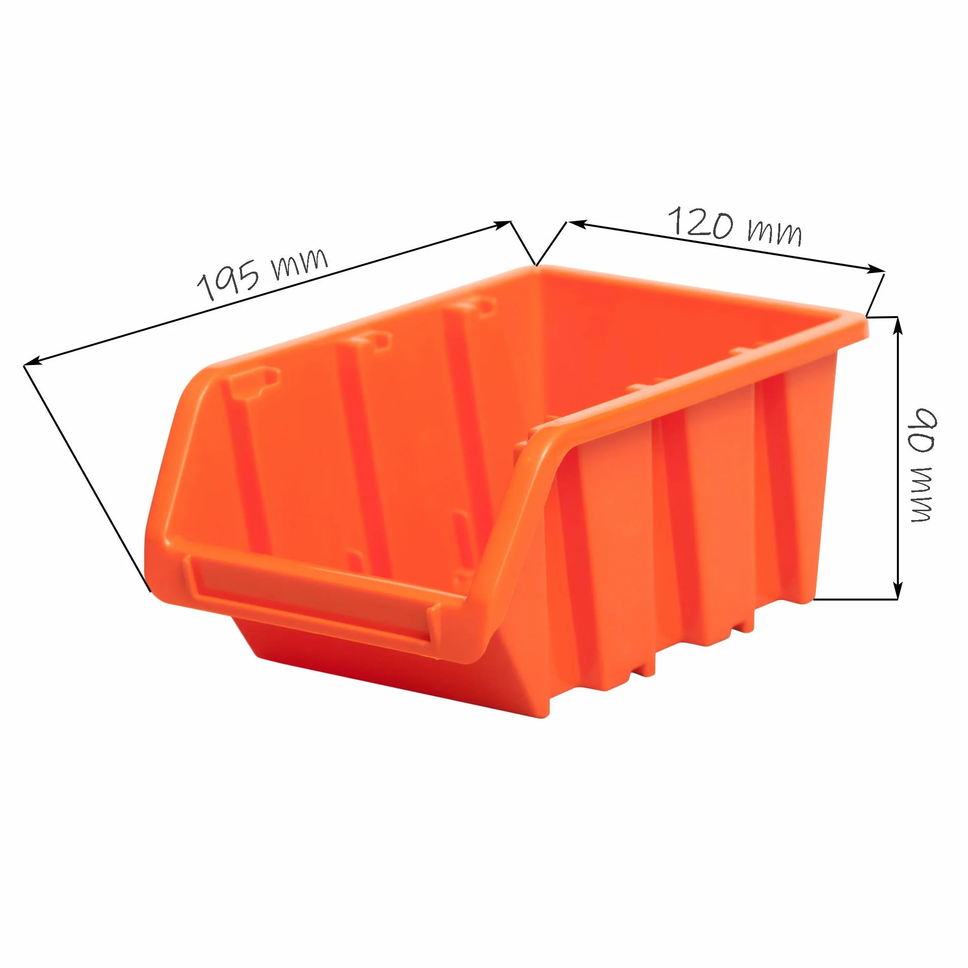 Botle 10 x pudełka magazynowe do warsztatu i garażu, pudełka do przechowywania, pudełka do sortowania, pudełka 120x195x90 mm, pomarańczowe pudełka magazynowe z tworzywa sztucznego, stosowe pudełka