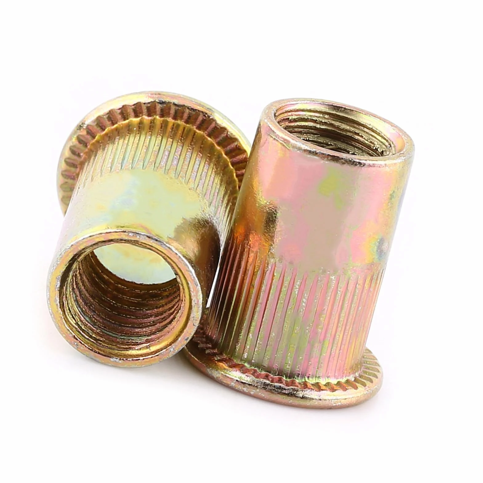 100/20 Stücke M3-M12 Kohlenstoffstahl Flache Gewinde Nietmutter Flansch Rivnut Nutsert Verschluss(M6/100pcs)