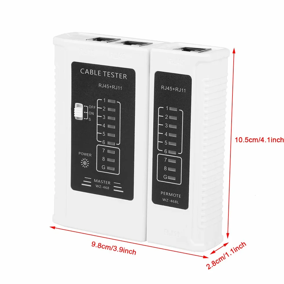 Walfront Tester kabli sieciowych 2 w 1, wielofunkcyjny tester kabli sieciowych RJ45 RJ11 do testu kabli sieciowych Ethernet LAN. Kontrola ciągłości
