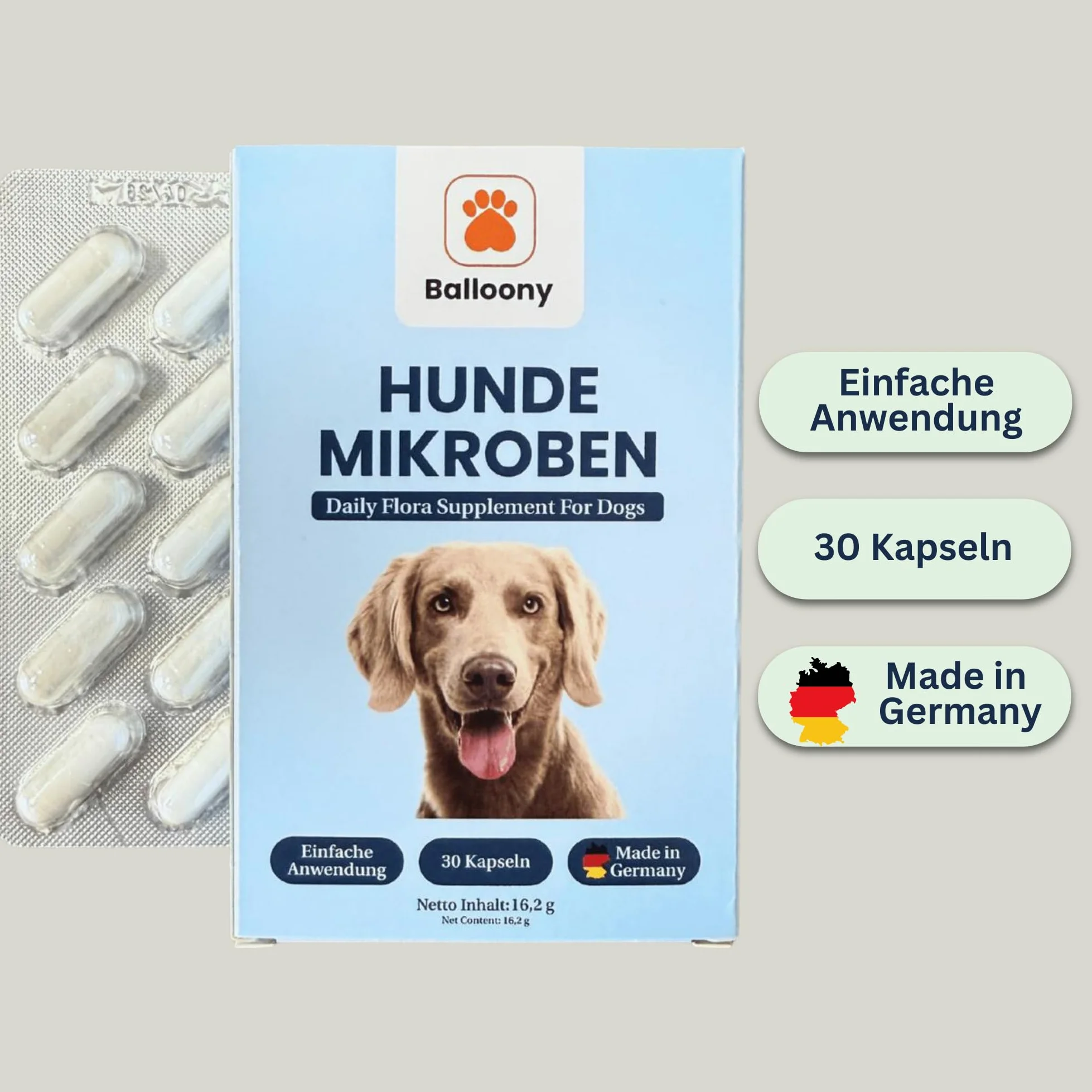 Mikroby dla psów – probiotyki premium dla zdrowia trawienia (30 kapsułek)