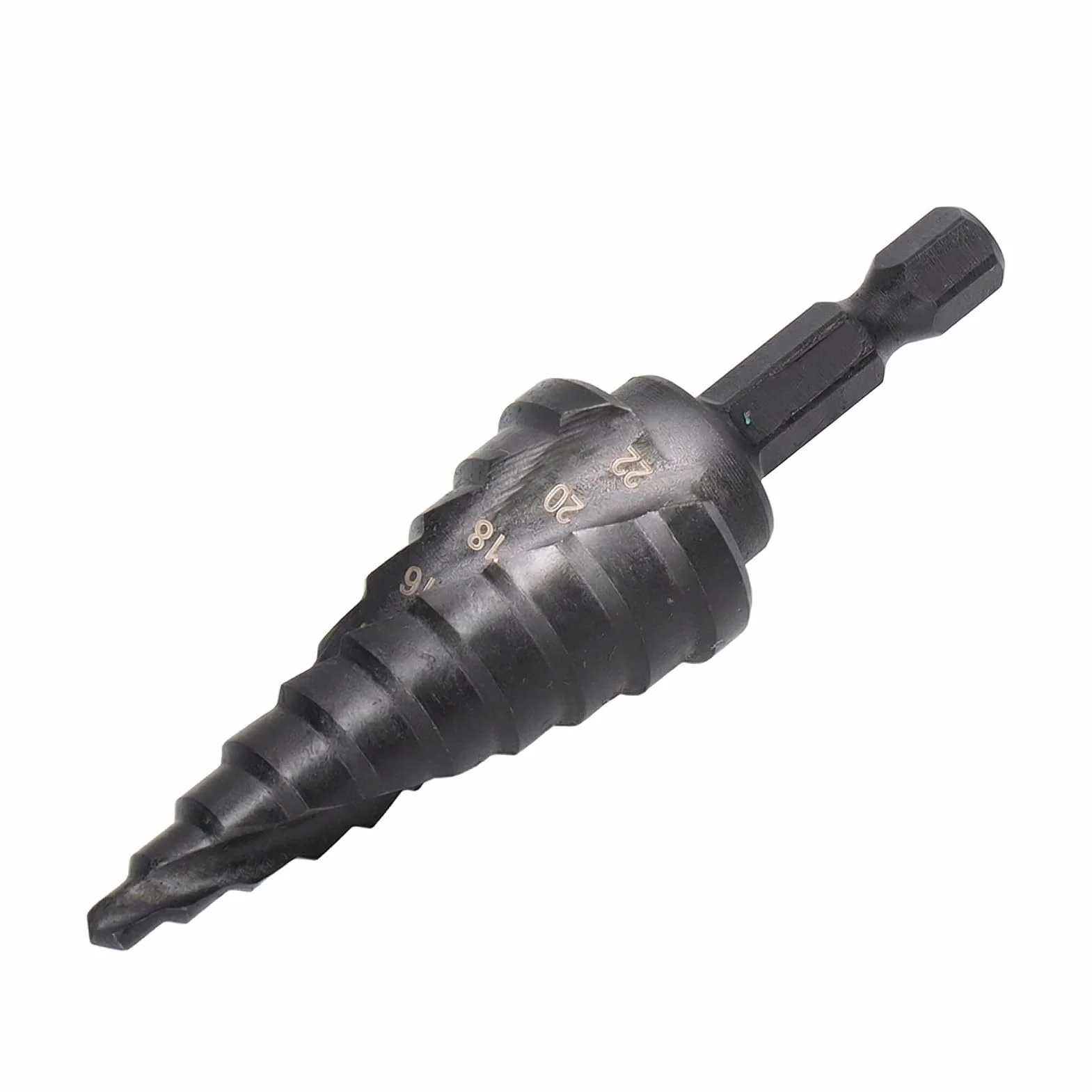 Wiertło stopniowe Wiertło stopniowe do metalu Wiertła do stali, wiertła stopniowe HSS Rowek kręty Pagoda Otwór Sześciokątne narzędzie do metalu Czarny (10