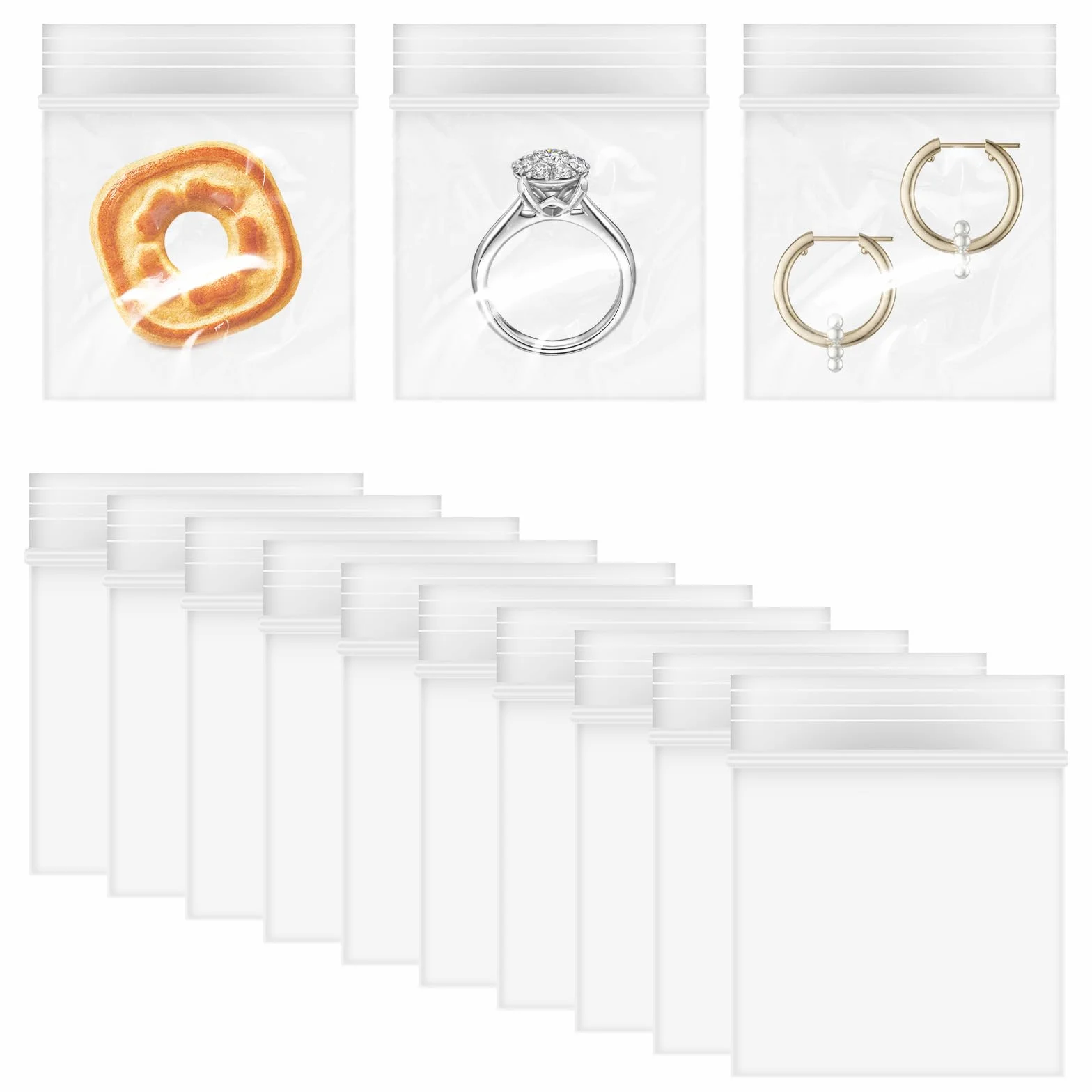 Giantree 200 Mini Przezroczyste Plastikowe Torebki z Zamknięciem, 2 mil Torebki na Biżuterię i Tabletki na Podróże, Przechowywanie i Cukierki (3,99 x 6,4 cm)