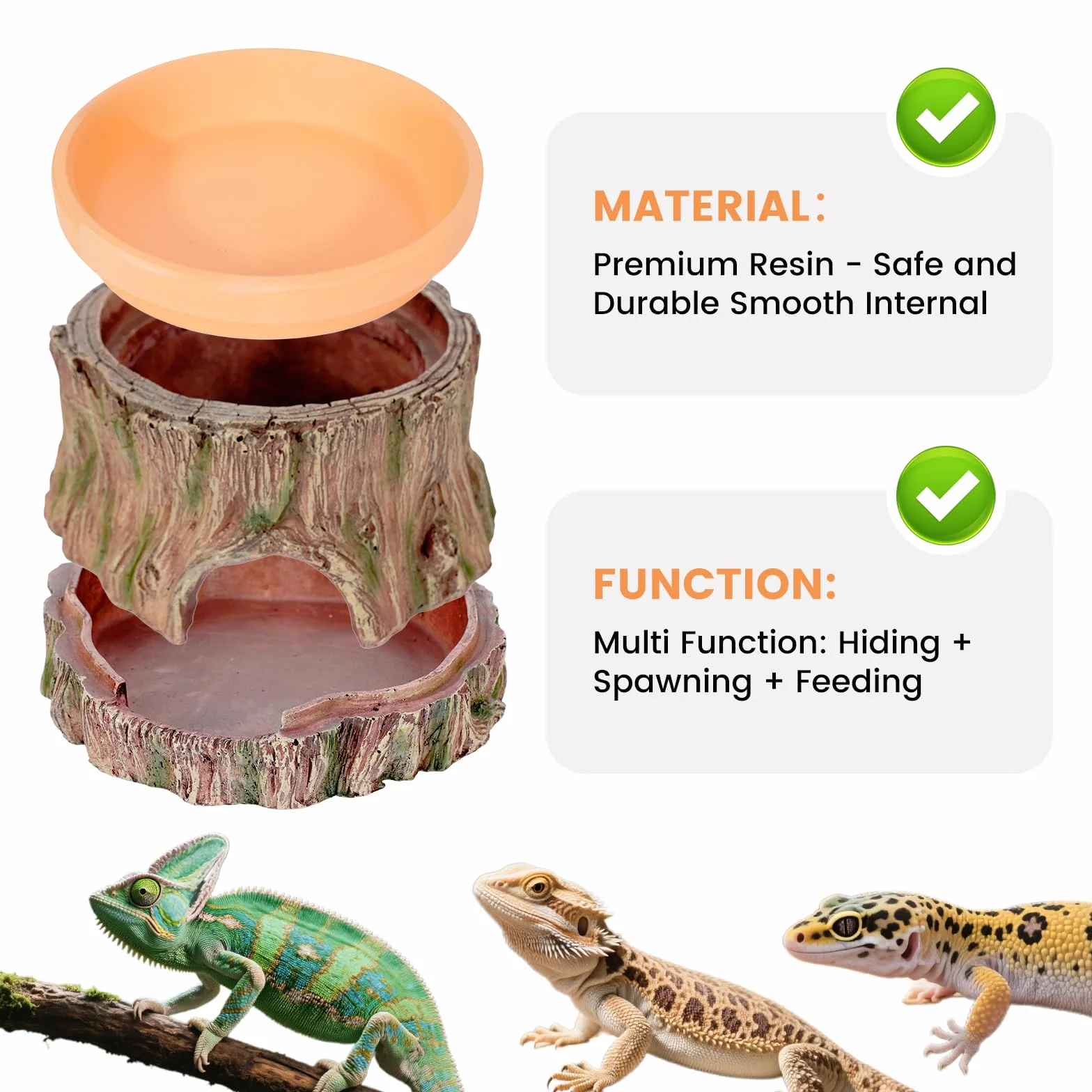 Wetbox 3 w 1 Terrarium Kryjówka Repti Schronienie dla Gekona Węża Żółwia Jaszczurki