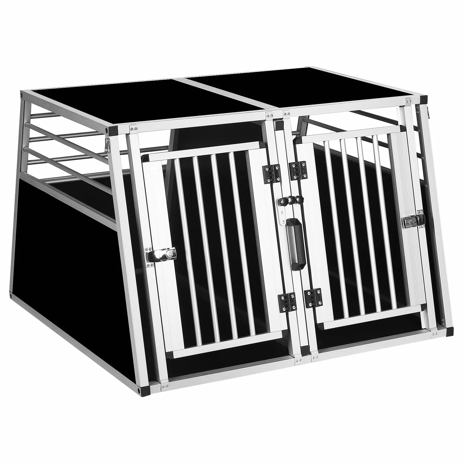EUGAD Transporter dla psów aluminiowa skrzynka podwójna z przegrodą dla 2 psów duże