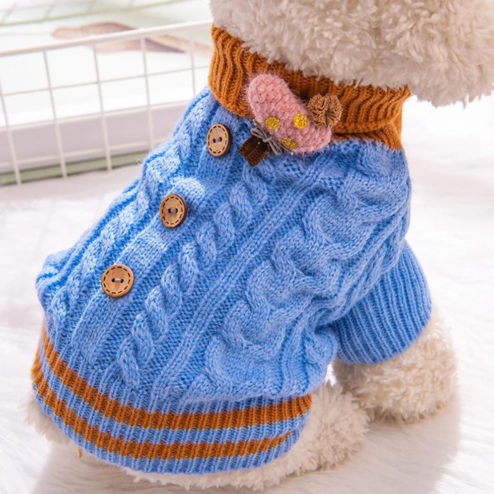 PLUSHCEWT Sweter dla zwierząt domowych, golf, dzianinowy sweter, płaszcz zimowy, cieplejszy dzianinowy sweter dla psa, miękki, szydełkowany, ubrania dla psa, kamizelka dla zwierząt domowych, na jesień