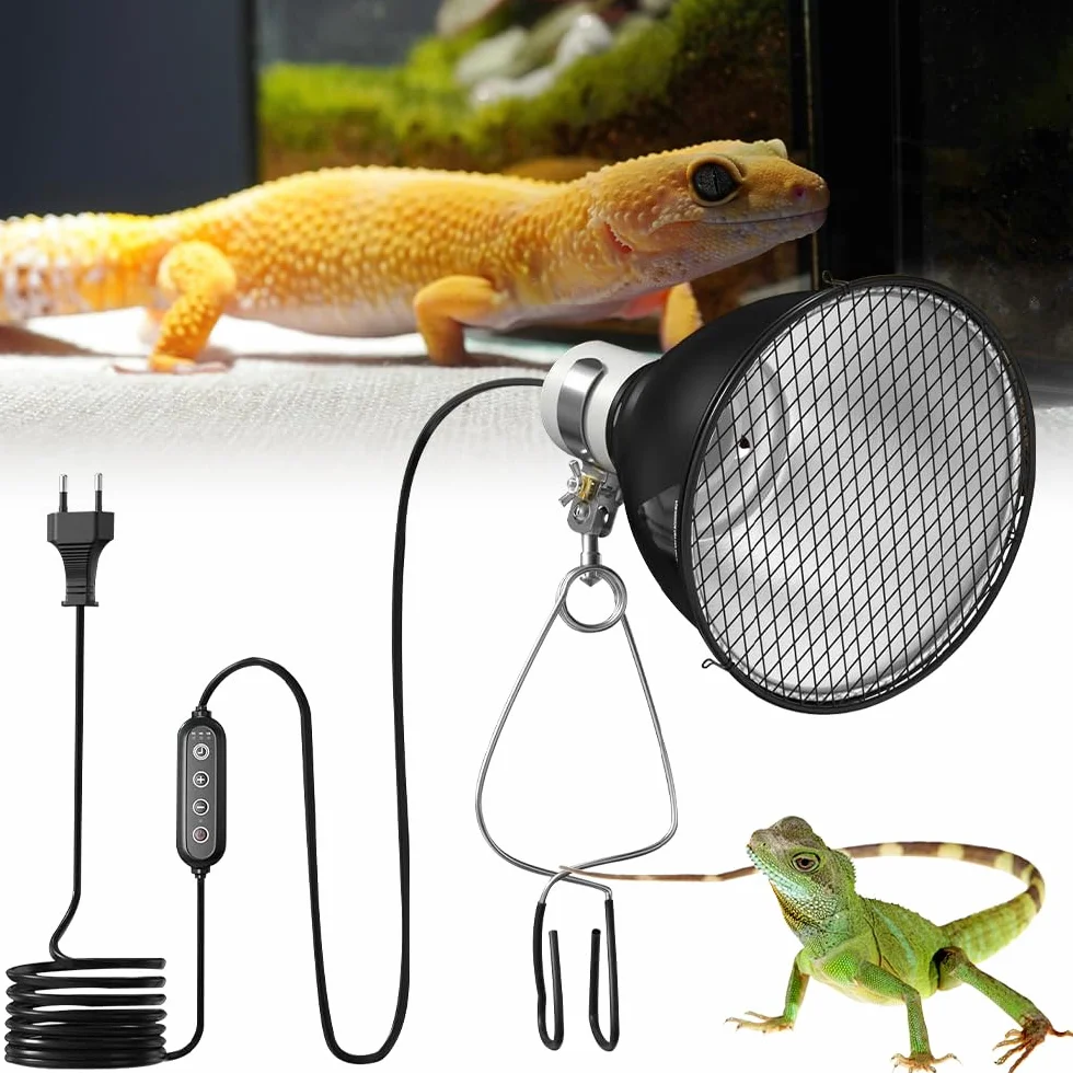 Lampa grzewcza żółw, E27 lampa z gadami, terrarium żółw ziemny, lampa halogenowa do lamp UVA/UVB, dla żółwi, jaszczurek, węży i żab (żarówka nie jest dołączona)