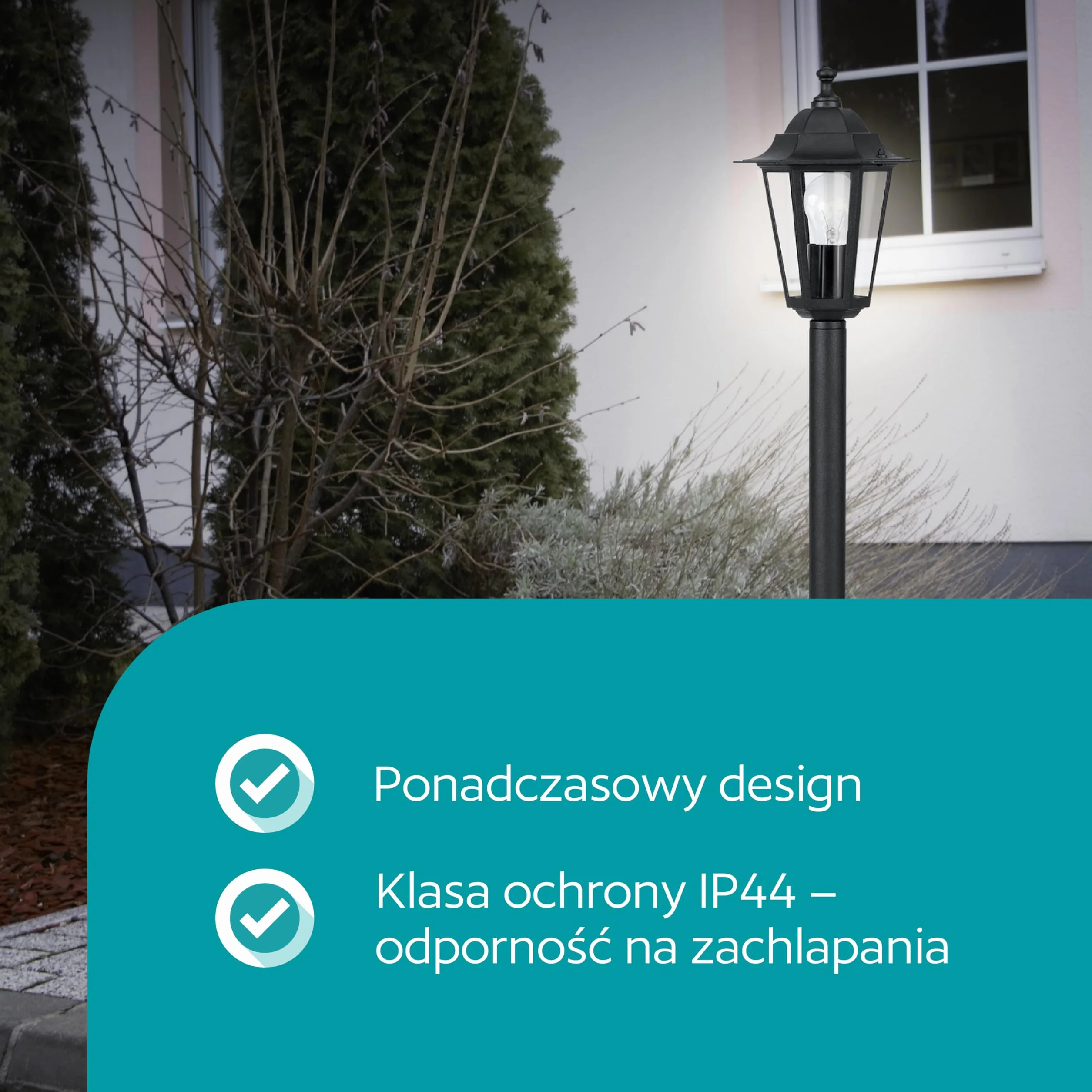 EGLO Zewnętrzna lampa stojąca Laterna 4, 1-punktowa światło światło z odlewu aluminiowego w kolorze czarnym i przezroczystym szkłem oprawka E27 IP44