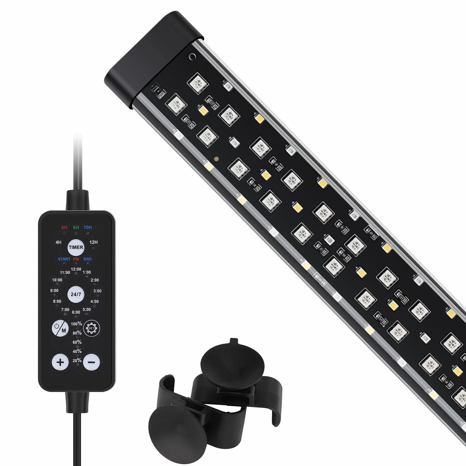 Hygger Zatapialne oświetlenie LED do akwarium 14 W pełne spektrum 24/7 9 kolorów 10 poziomów jasności 41-68 cm