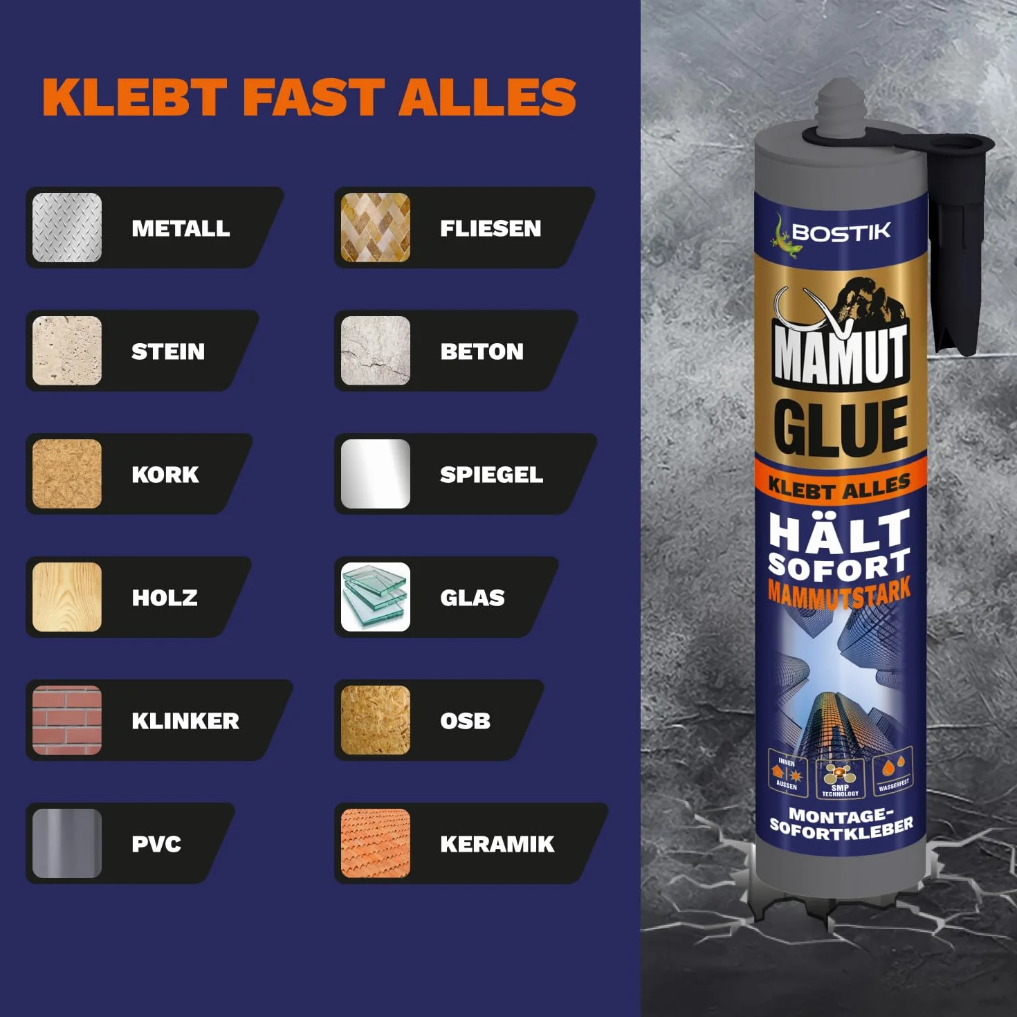 Bostik Mamut Klej Montażowy, Biały, 450 g
