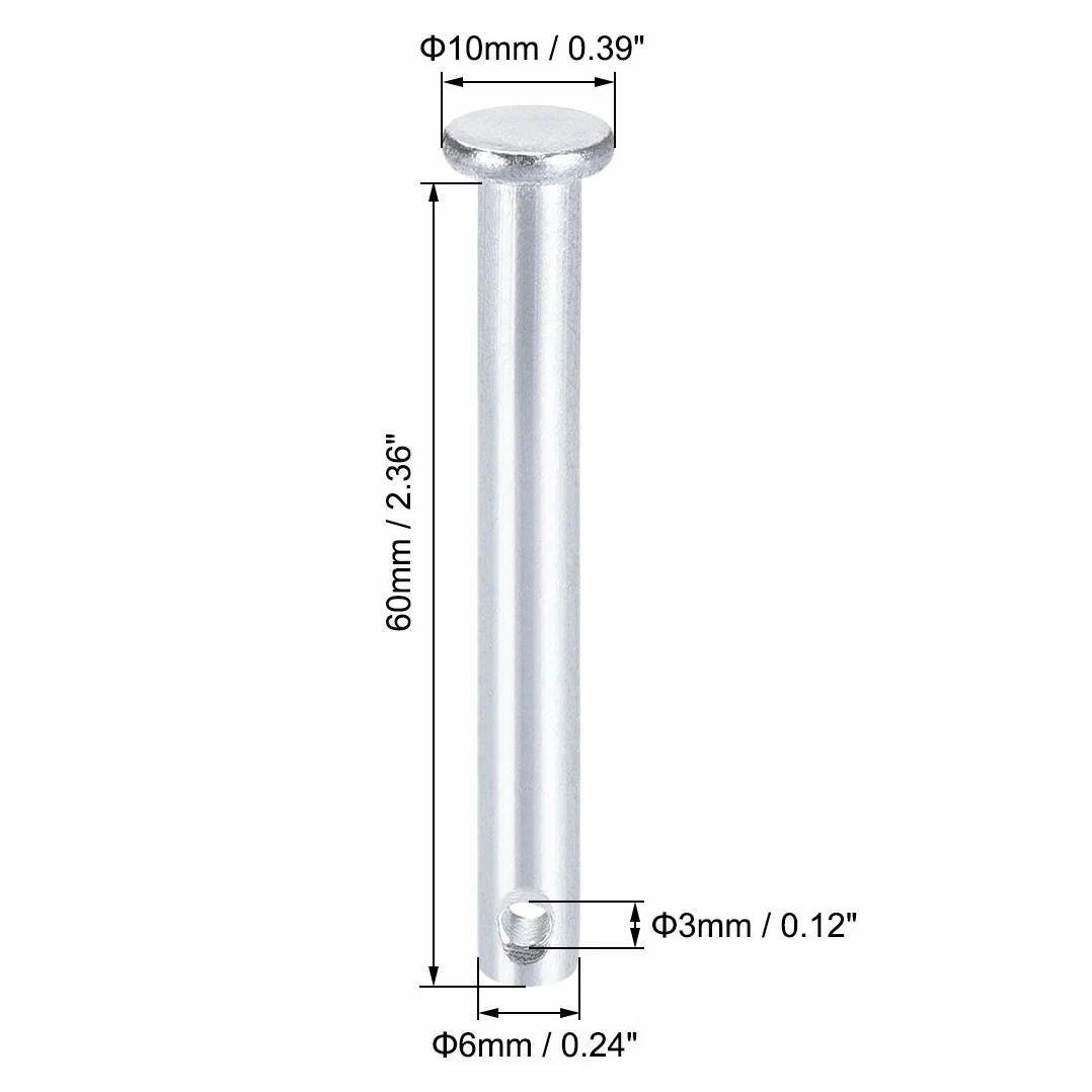 sourcing map 12 sztuk jednootworowe bolce okrągłe bolce widłowe płaskie, ocynkowane masywna stal ,6 mm x 60 mm