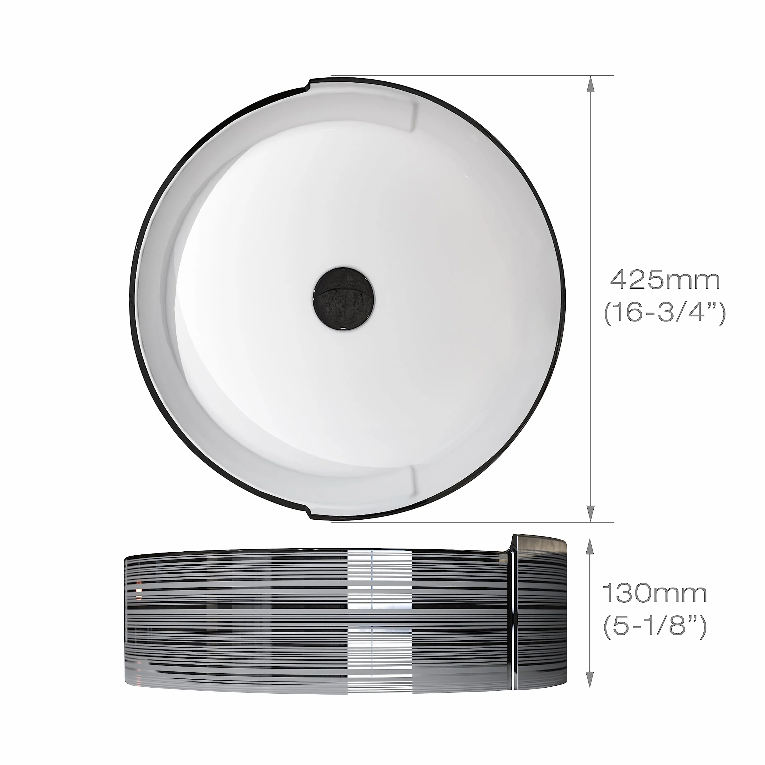 MEJE Porcelana Ceramiczna Vessel Sink 42.5x42x14 cm Silver Stripe