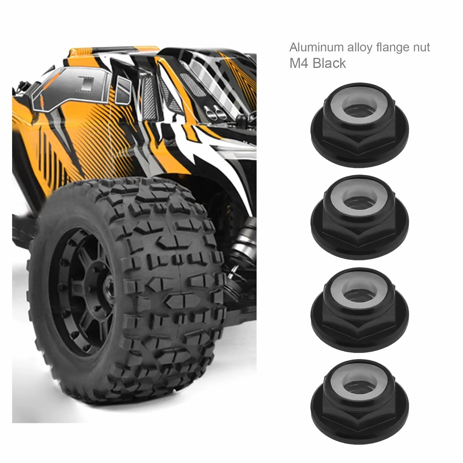 10 szt. nakrętki kołnierzowe M4 stop aluminium nylonowa wkładka samoblokujące nakrętki sześciokątne do skali 1/10 RC samochód ciężarówka buggy koła gąsienicowe części zamienne czarne