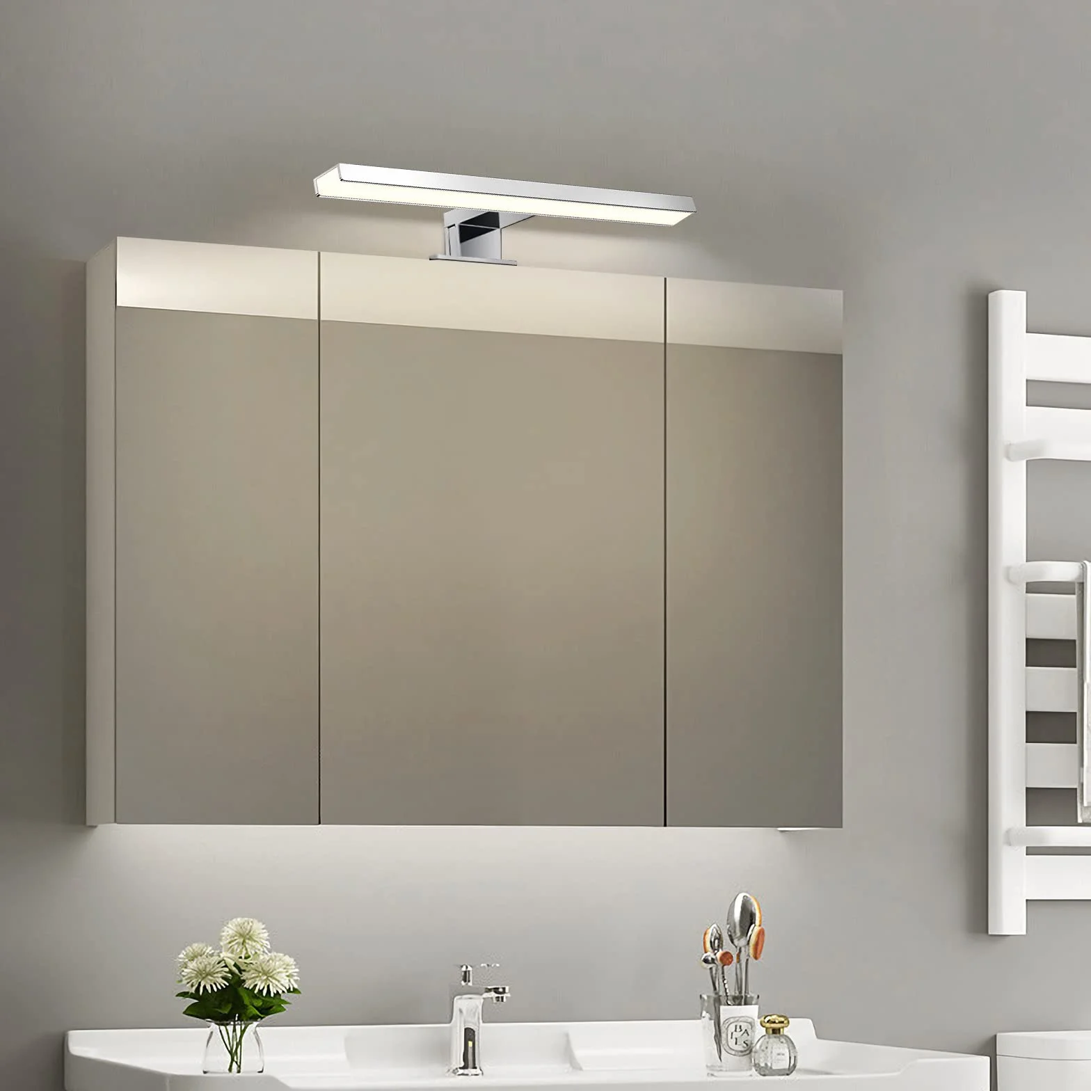 ERWEY 2 w 1 lampa LED do lustra, IP44, lampa łazienkowa, neutralna biel, oświetlenie do makijażu, do łazienki, 230 V, szafka z lustrem, lampa montażowa, lampa ścienna (30 cm, 4000 K, 5 W)