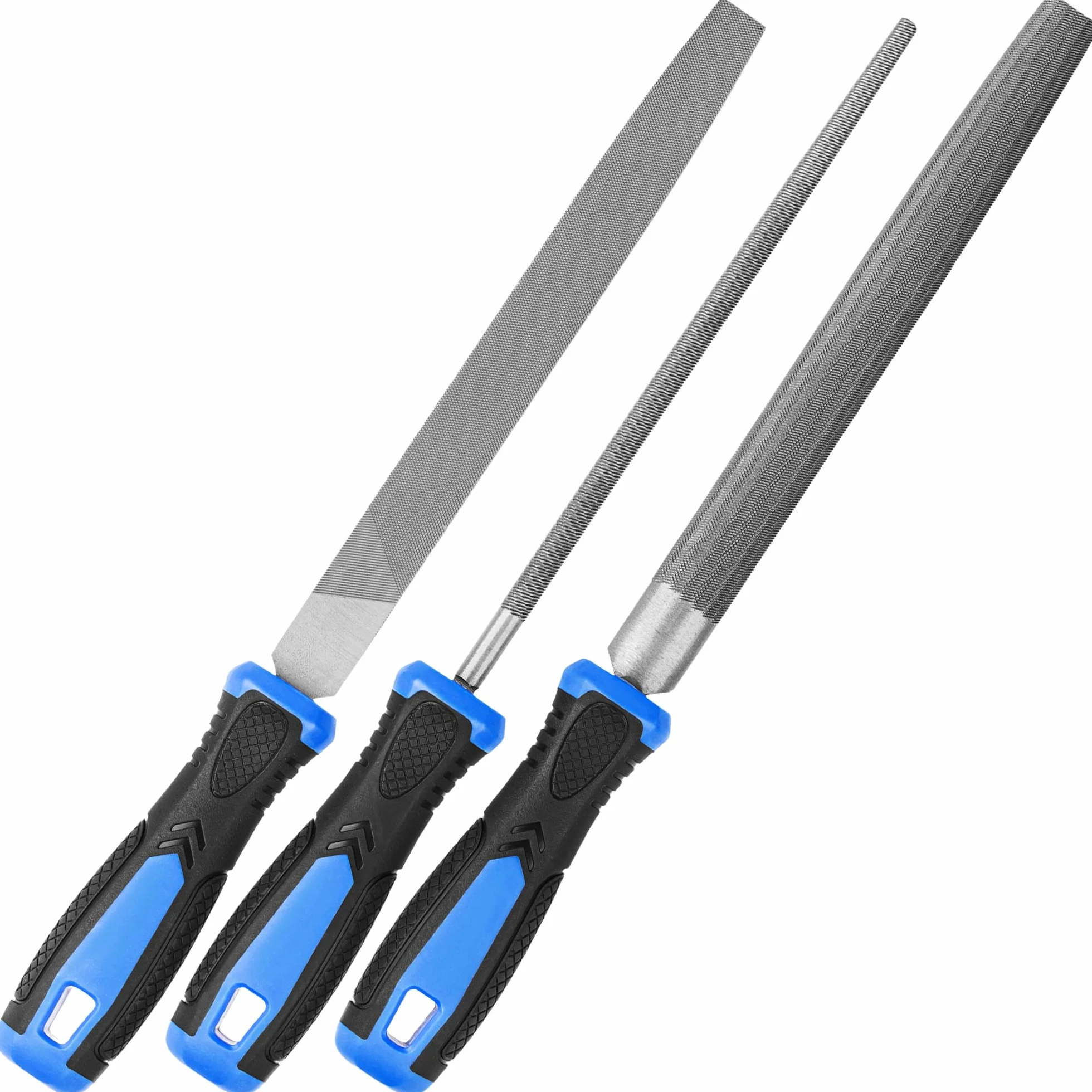 Metal Files - 3 pcs, 20cm Carbon Steel Filers for Wood, Metal, Plastic - Flat/Round/Half Round Rasps - Tools for Sharpening, Deburring, Jewellery Work