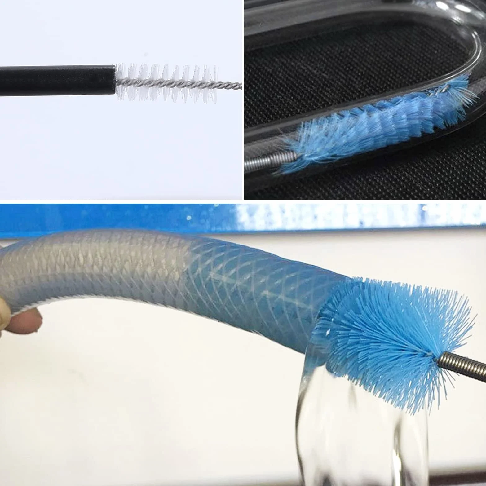 cobee Szczotka filtrująca do akwarium, 155 cm, szczotka do czyszczenia akwarium, 20 cm, długa rurka, szczotka do czyszczenia, elastyczna, podwójna końcówka, do akwarium, wewnątrz, kuchni (3