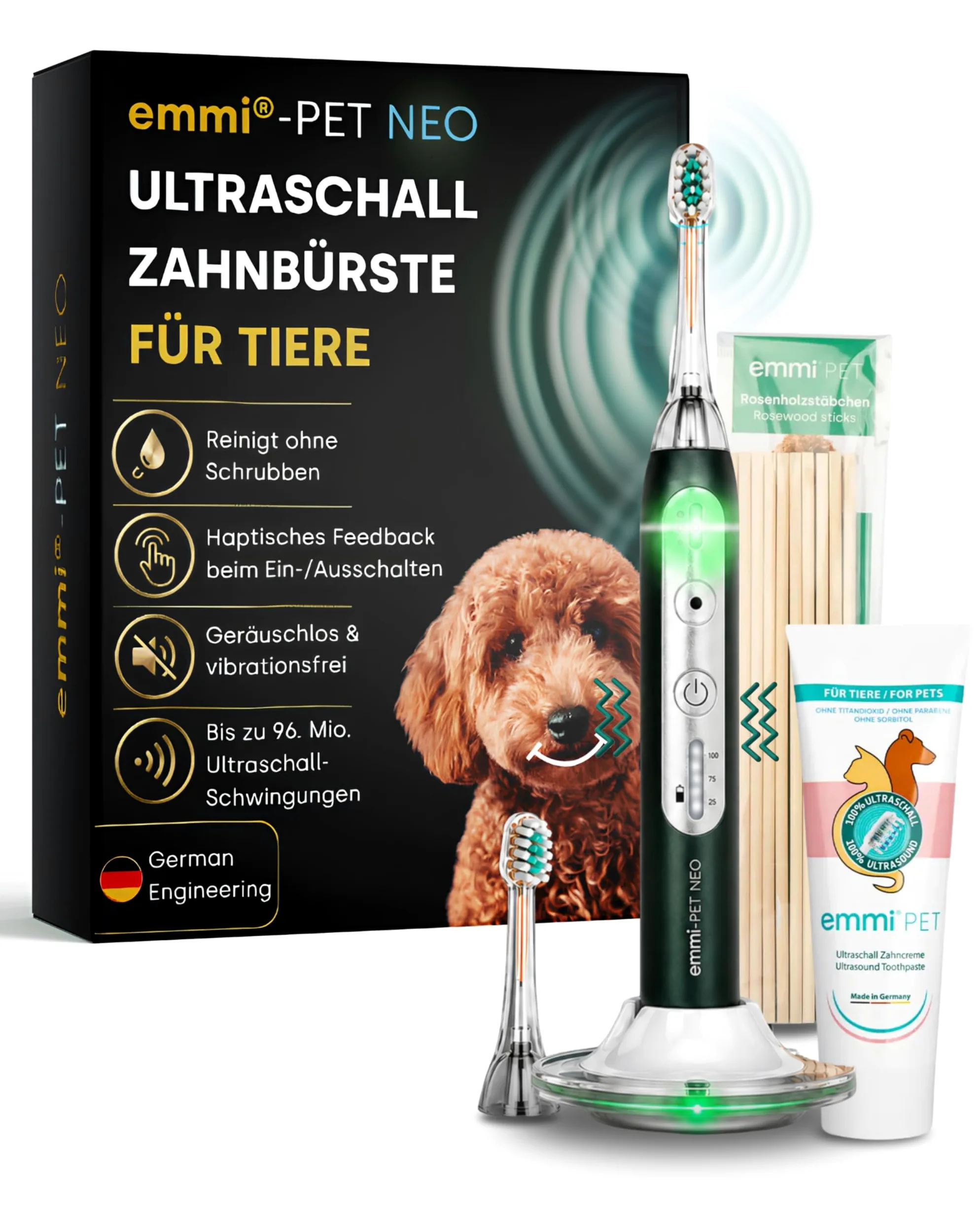 emmi-PET NEO ultradźwiękowa szczoteczka do zębów dla psów 3 tryby czyszczenia