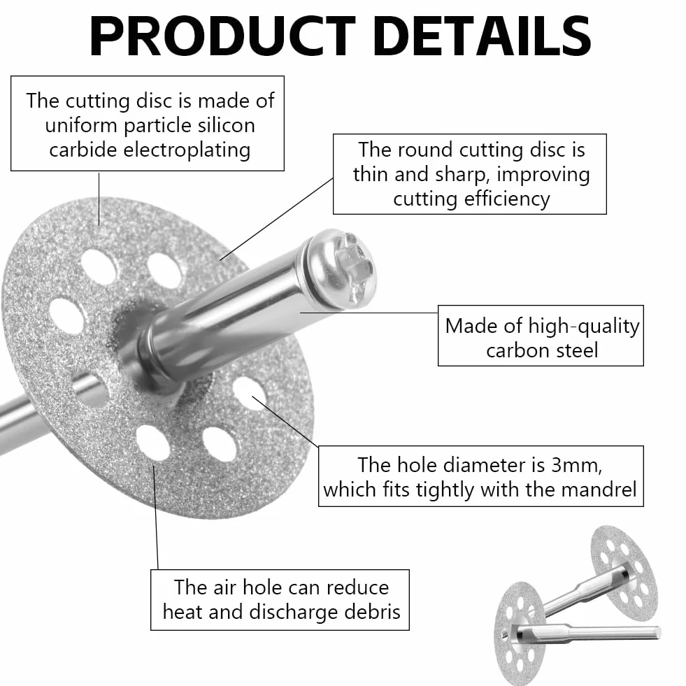 Flintronic 24 diamentowe tarcze tnące 22 mm, do narzędzi obrotowych Dremel, z 4 trzpieniami 3 mm i śrubokrętem