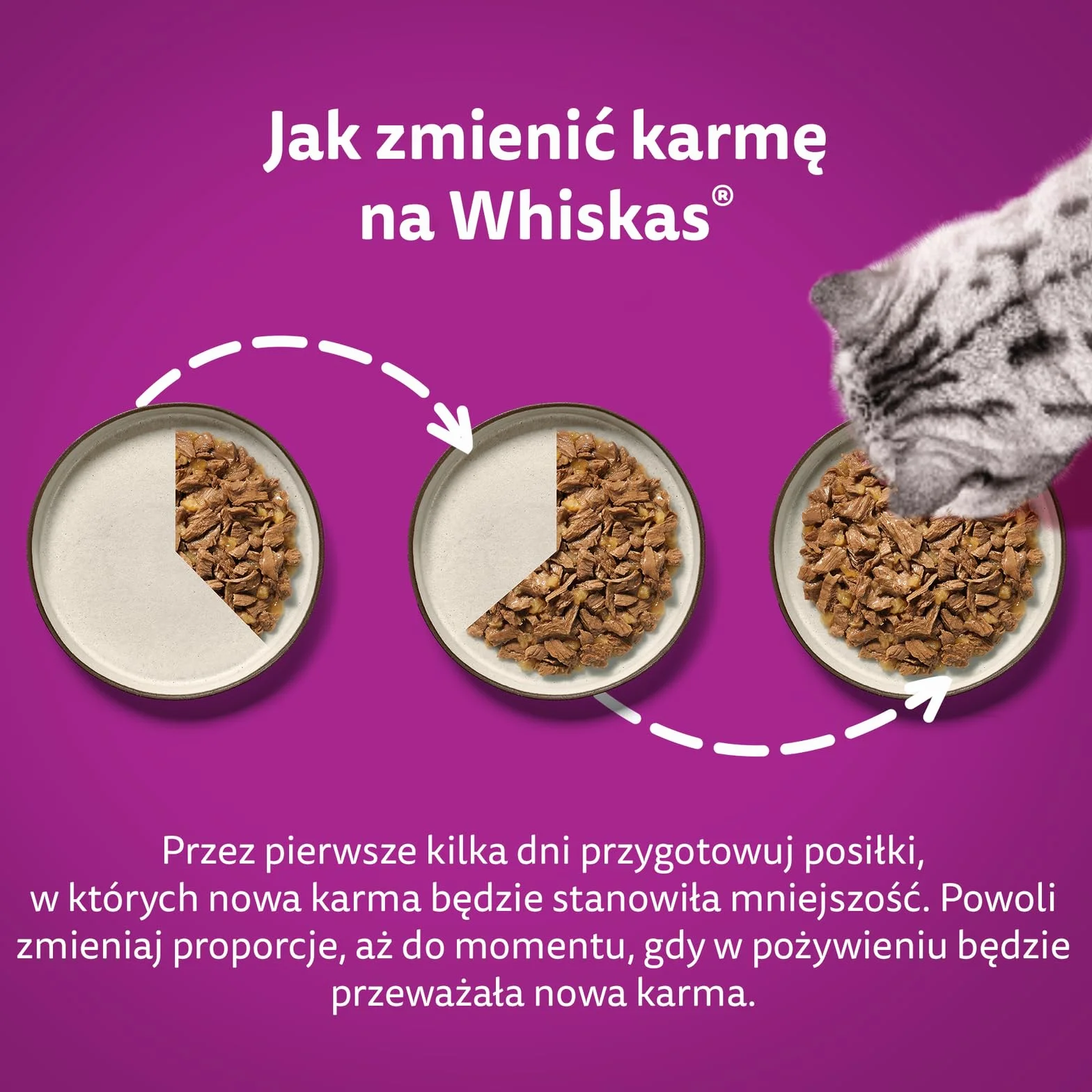 WHISKAS MOKRA KARMA DLA KOTA WOŁOWINA KURCZAK JAGNIĘCINA DRÓB W SOSIE SASZETKI 40X85 G