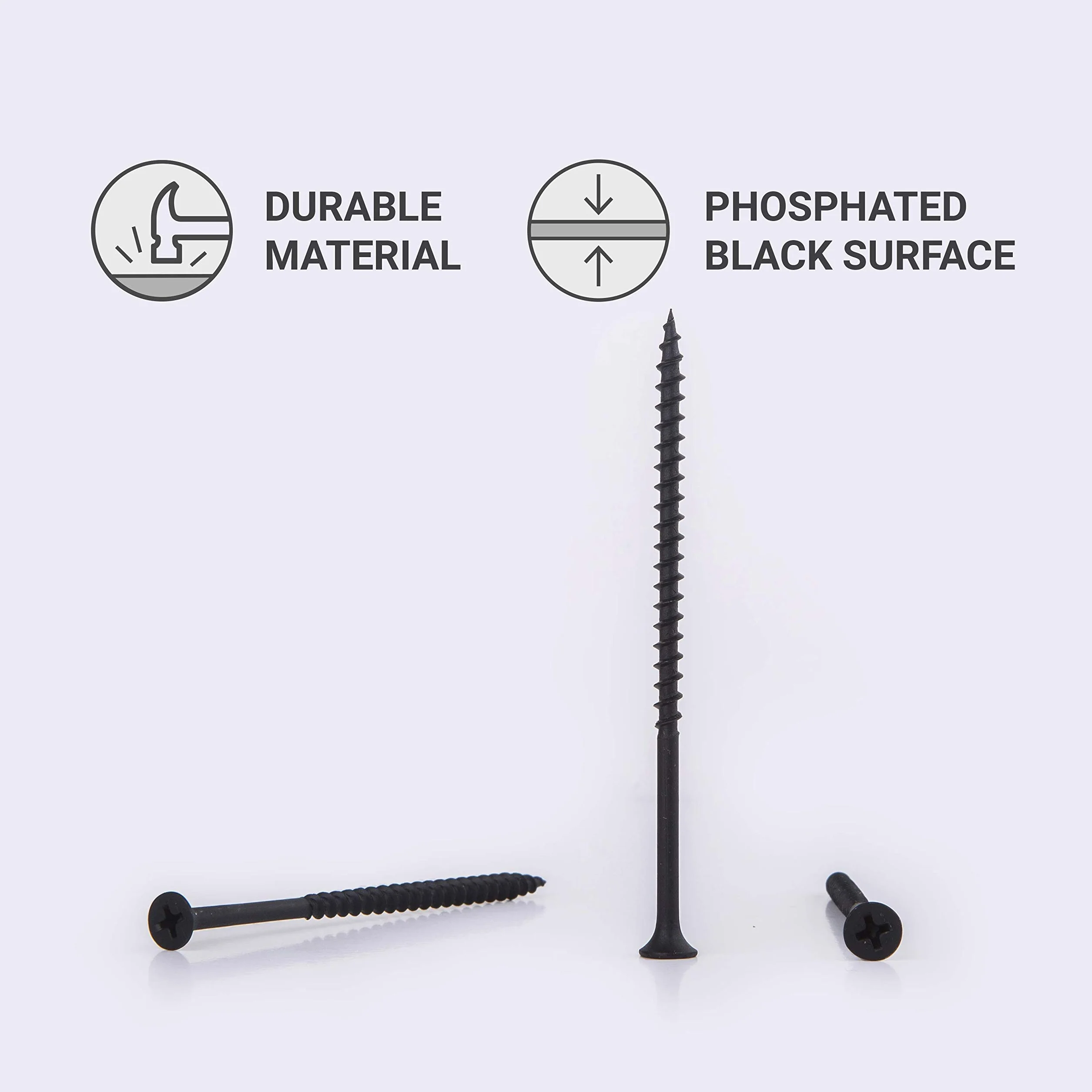 (300 sztuk) czarne fosforanowe, stal węglowa 4,2 x 90 mm wkręty do drewna, śruby do płyt gipsowo-kartonowych, uchwyty do płyt wiórowych, Philips Bugle Head (300, 4,2 x 90 mm)