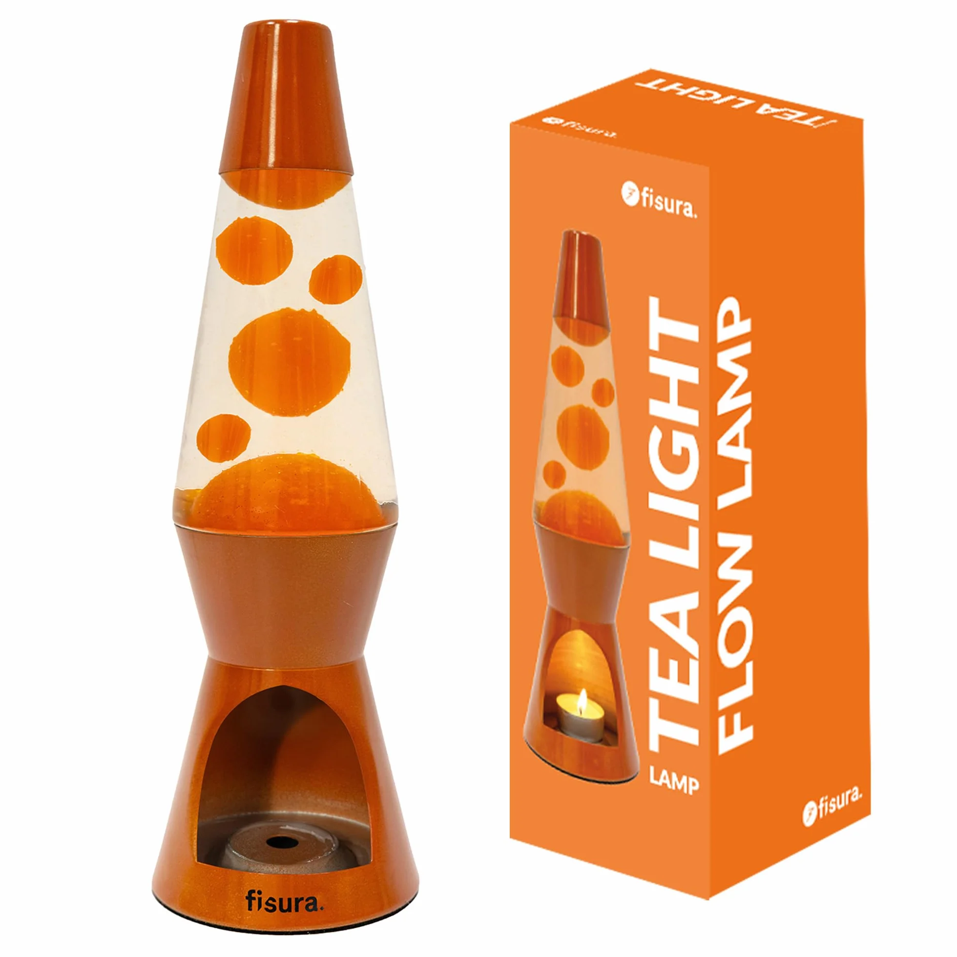 Fisura – Lampa lawowa z świeczką. Lampa lawowa bez elektryczności. Lawowa lampa miętowa i biała. Eko-lampa. Oryginalny prezent. 29 centymetry x 8,5 centymetry