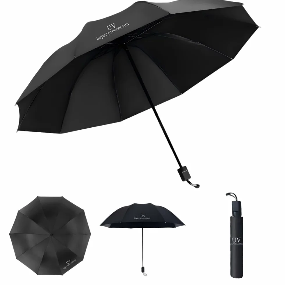 parasol podróżny przeciwsłoneczny, mieszany mini, odporny na deszcz burzowy, kompaktowa ochrona 99% promieni UV dla mężczyzn i kobiet, czarny