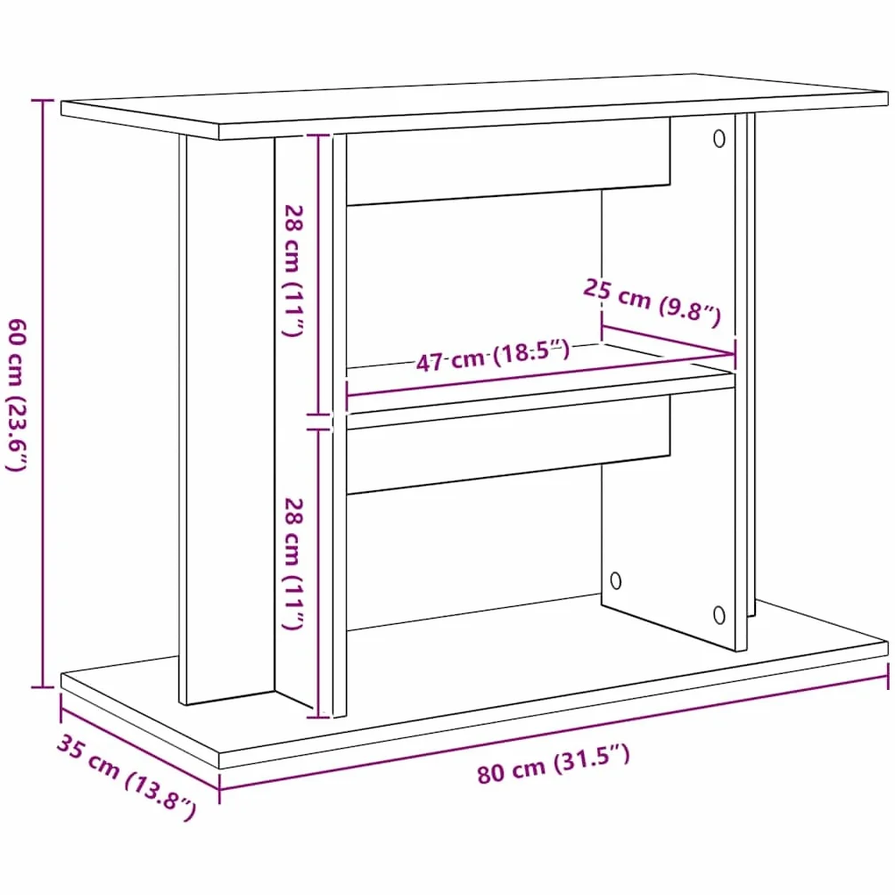 vidaXL Stojak pod akwarium Stare drewno 80x35x60 cm Drewno konstrukcyjne