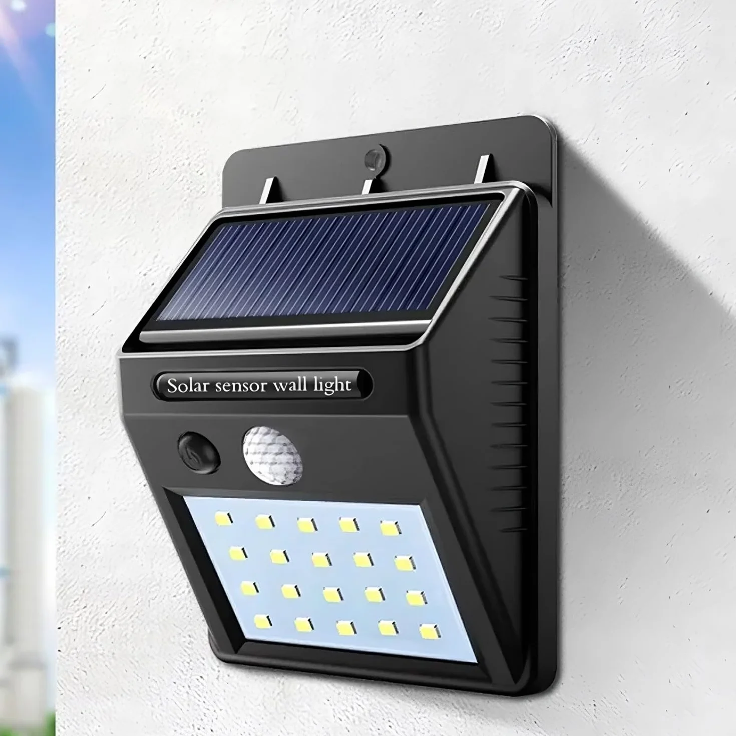 Retoo Lampa solarna do użytku na zewnątrz z czujnikiem ruchu i czujnikiem zmierzchu oświetlenie ścienne do ogrodu ściezki garażu podwurka tarasu kinkiet zewnętrzny 106 diod LED