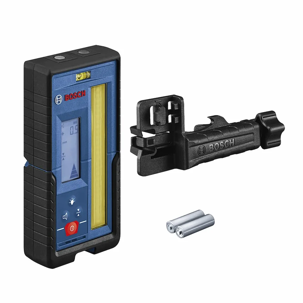 Odbiornik laserowy LR 45 Bosch Professional (czerwona i zielona wiązka, uchwyt odbiornika RB 45, 2 baterie AA, zakres pracy: do 300 m (średnica))