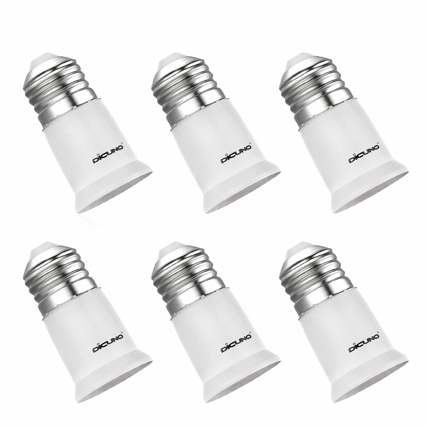 DiCUNO E27 do E27 adapter podstawowy 3 cm przedłużenie, standardowy przedłużacz gniazda lampy, przedłużacz żarówki, adapter uchwytu lampy, opakowanie 6 szt