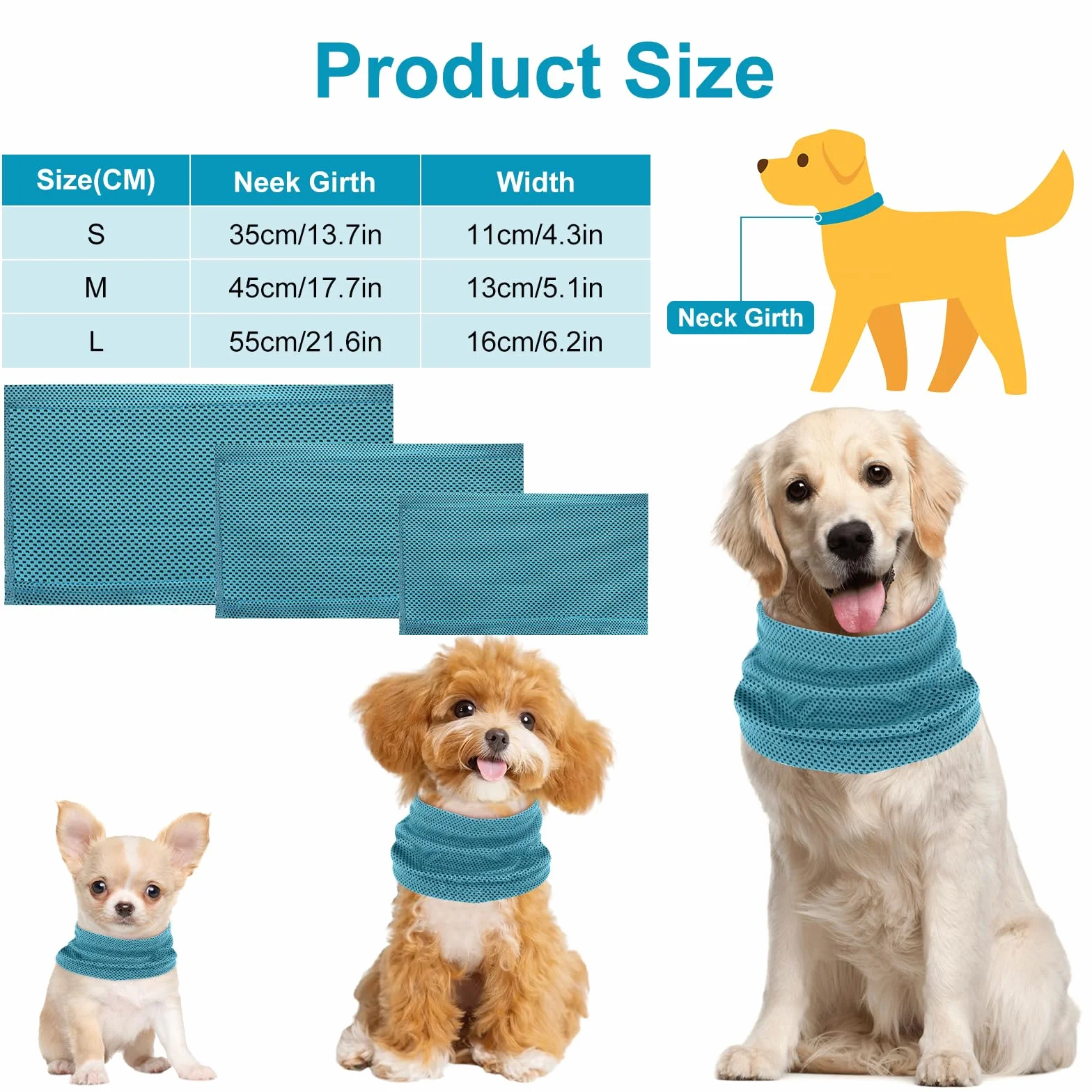 Chustka Refroidissement dla dzieci, chustka dla dzieci, chustka Refroidissement dla dzieci, bandana afraichissant dla dzieci, dla dzieci Rafraîchir Chiens en Été,45 x 13 cm
