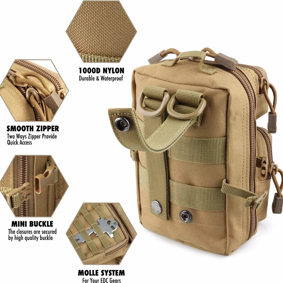 LIVANS Taktyczna torba narzędziowa Molle, EDC etui na narzędzia, taktyczne woreczki na telefon, mini saszetki na talię, medyczne EDC IFAK Pack Mini Design 3-dniowego plecaka
