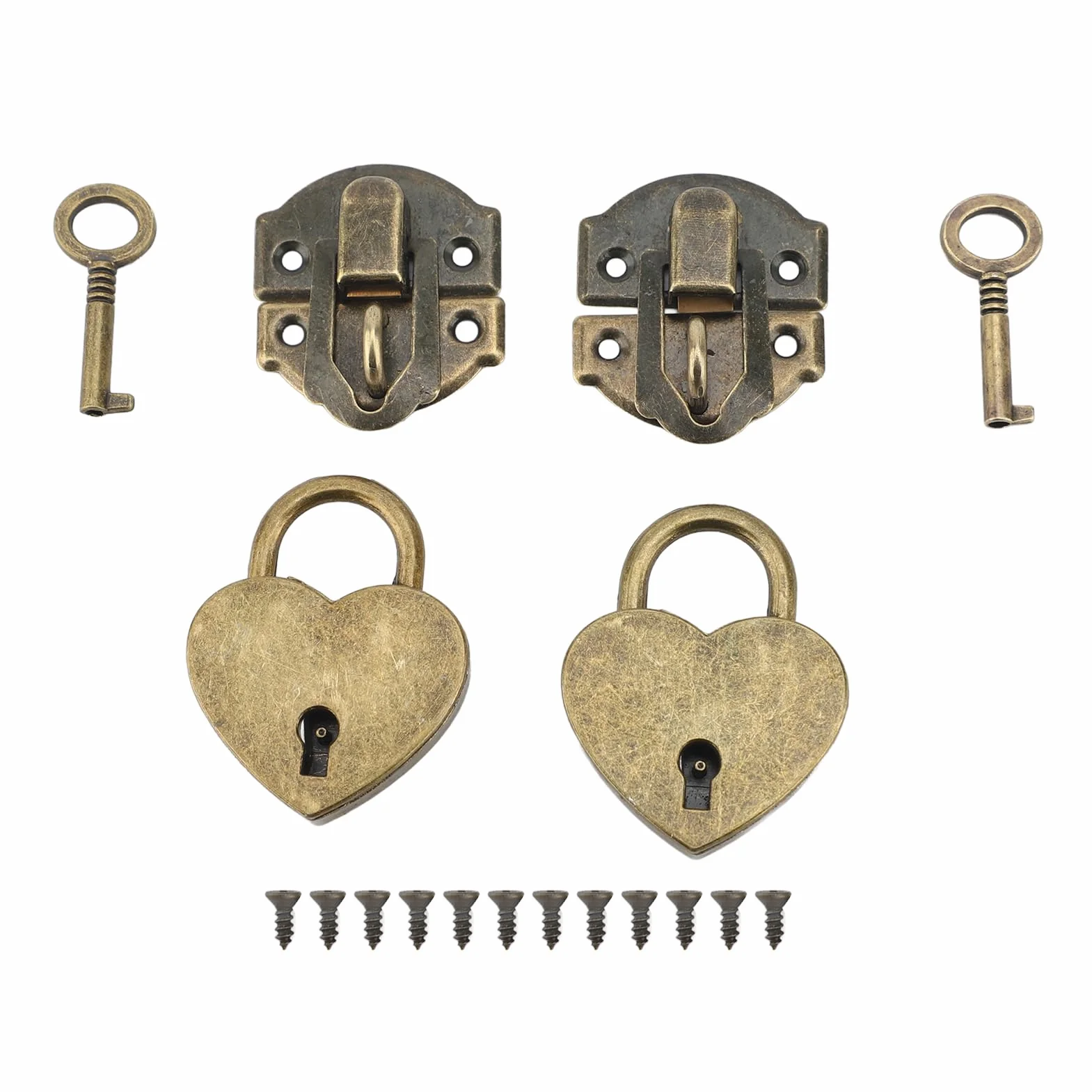 Generic Vintage Hasp Hasp Latch Padlock, w Kształcie Serca, Stopu Cynku, Kompletne Rozwiązanie Bezpieczeństwa, Instalacja Bez Wysiłku, Drewniane Pudełka, Rzemiosła, Pudełka Biżuterii, (Brązowy)