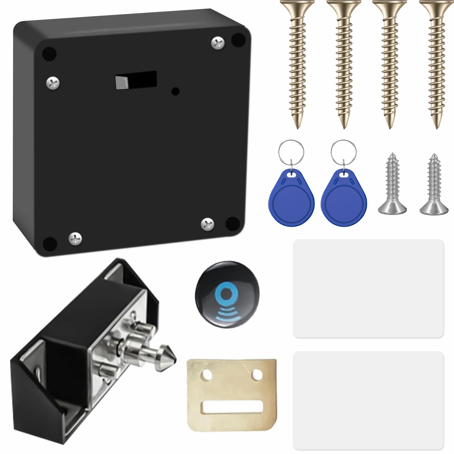 Sporgo Inteligentny zamek do szafy NFC: zamek meblowy z 2 breloczkami do kluczy i 2 kartą RFID, ukryty zamek Smart Lock, bezotworowe zamki do szafy, szuflad, szafek i fabryk