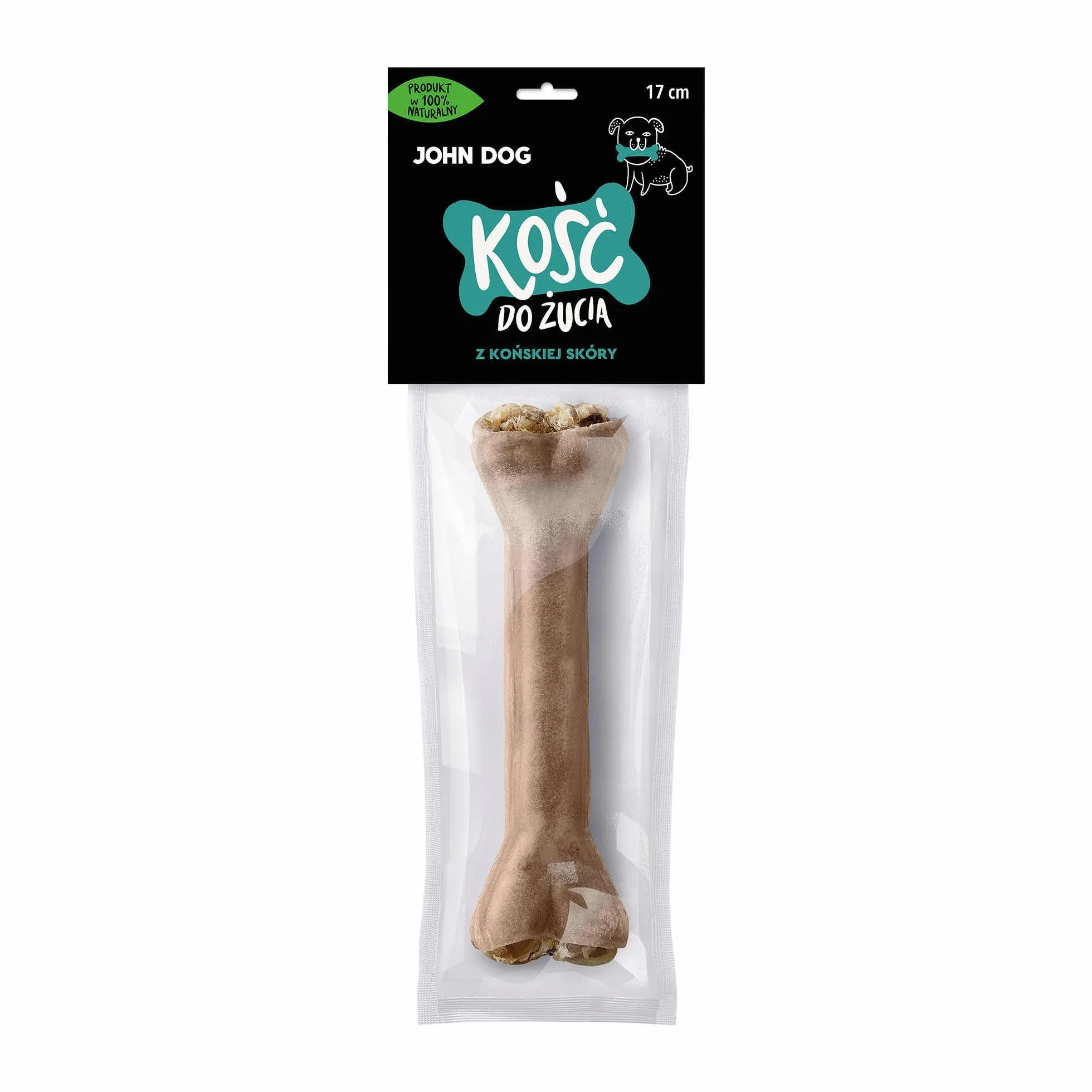 JOHN DOG kość do żucia ze skóry końskiej 17 cm